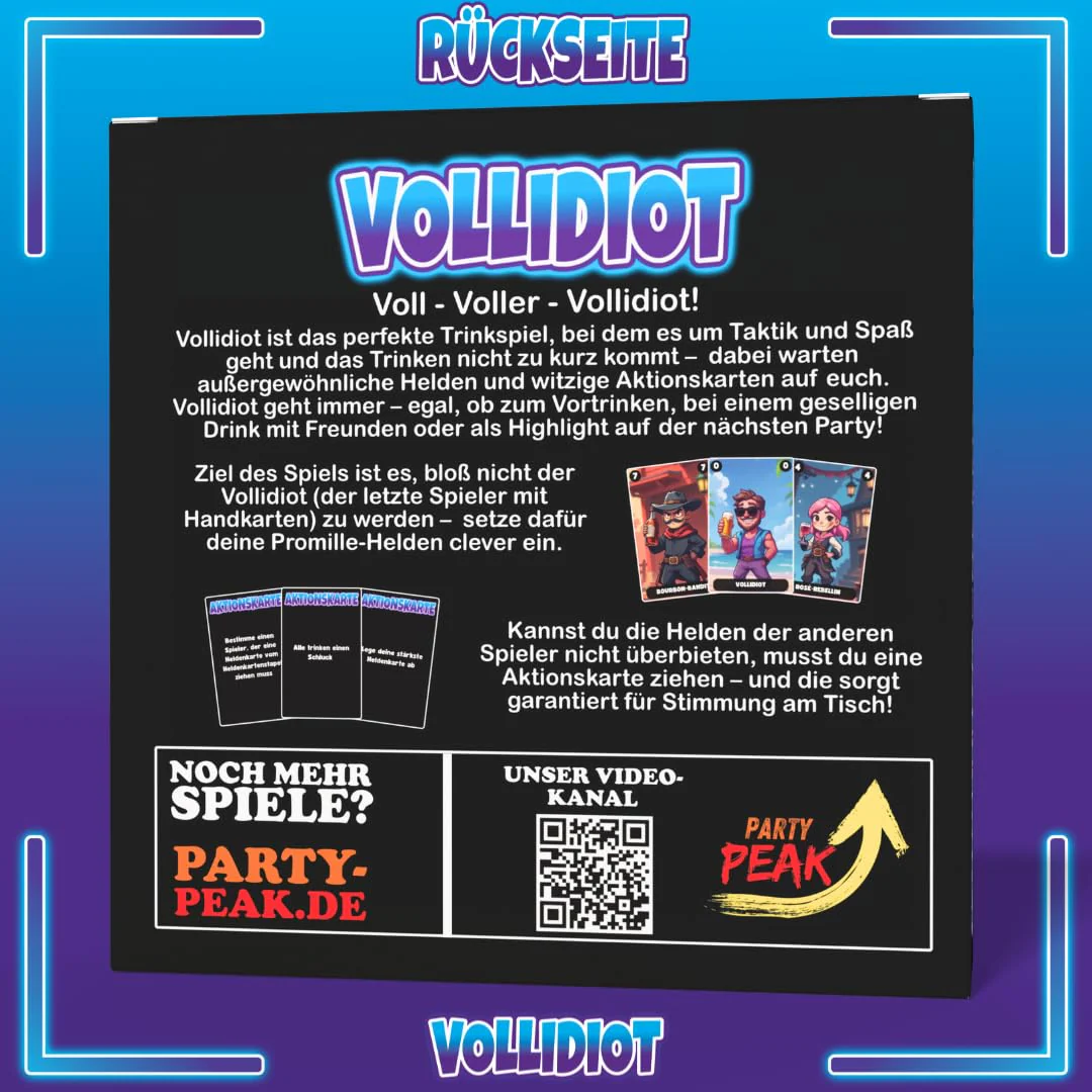 Party Peak - Vollidiot - Das Trinkspiel | Spiel clever– sonst wirst du der Vollidiot | ab 18 | Spiele für Erwachsene | Kartenspiel | Partyspiel | Saufspiele - Image 2