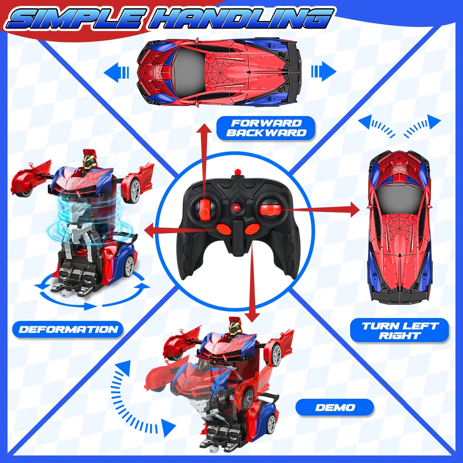 PATEMZON Ferngesteuertes Auto, Spider Spielzeugauto Wiederaufladbaren, 2.4GHZ Ferngesteuertes Car Deformierbar, wasserdichte Rc Auto, Kinderspielzeugauto für Kinder ab 3 Jahre Spielzeug Geschenke - Image 5