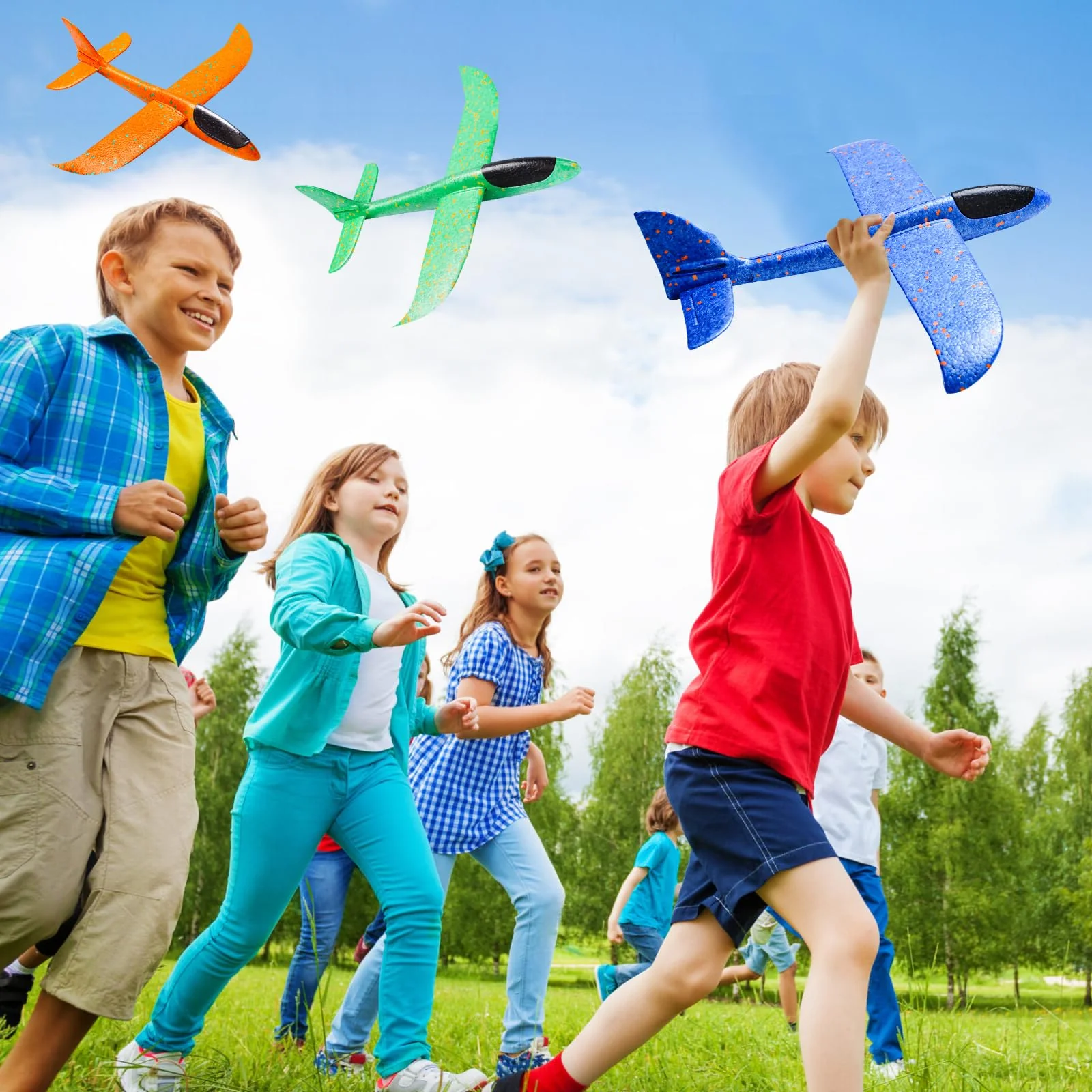 PATRICHOR Styropor Flugzeuge Kinder Styroporflieger Flieger - 4 Stück Wurfgleiter, Flugzeug Segelflugzeug Kinder, Flugzeug Spielzeug ab 3-12 Jahre Junge Mädchen Outdoor Spiele - Image 2