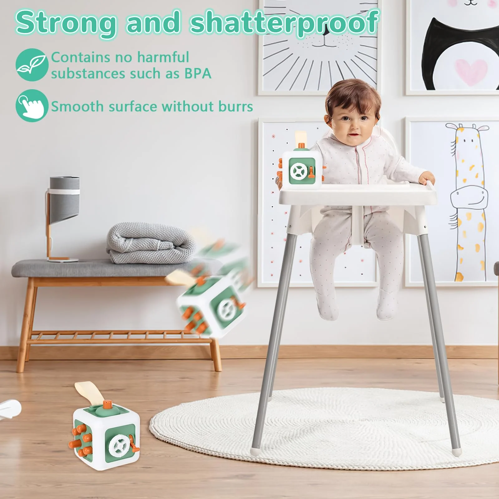 Pavlleen Sensorisches Spielzeug für Kleinkind, Baby Feinmotorik Aktivitäts Spielzeug,Lernenals Fidget Toys,Busy Activity Cube for Toddlers,für Babys und Kleinkinder 1-4 Jahre - Image 4