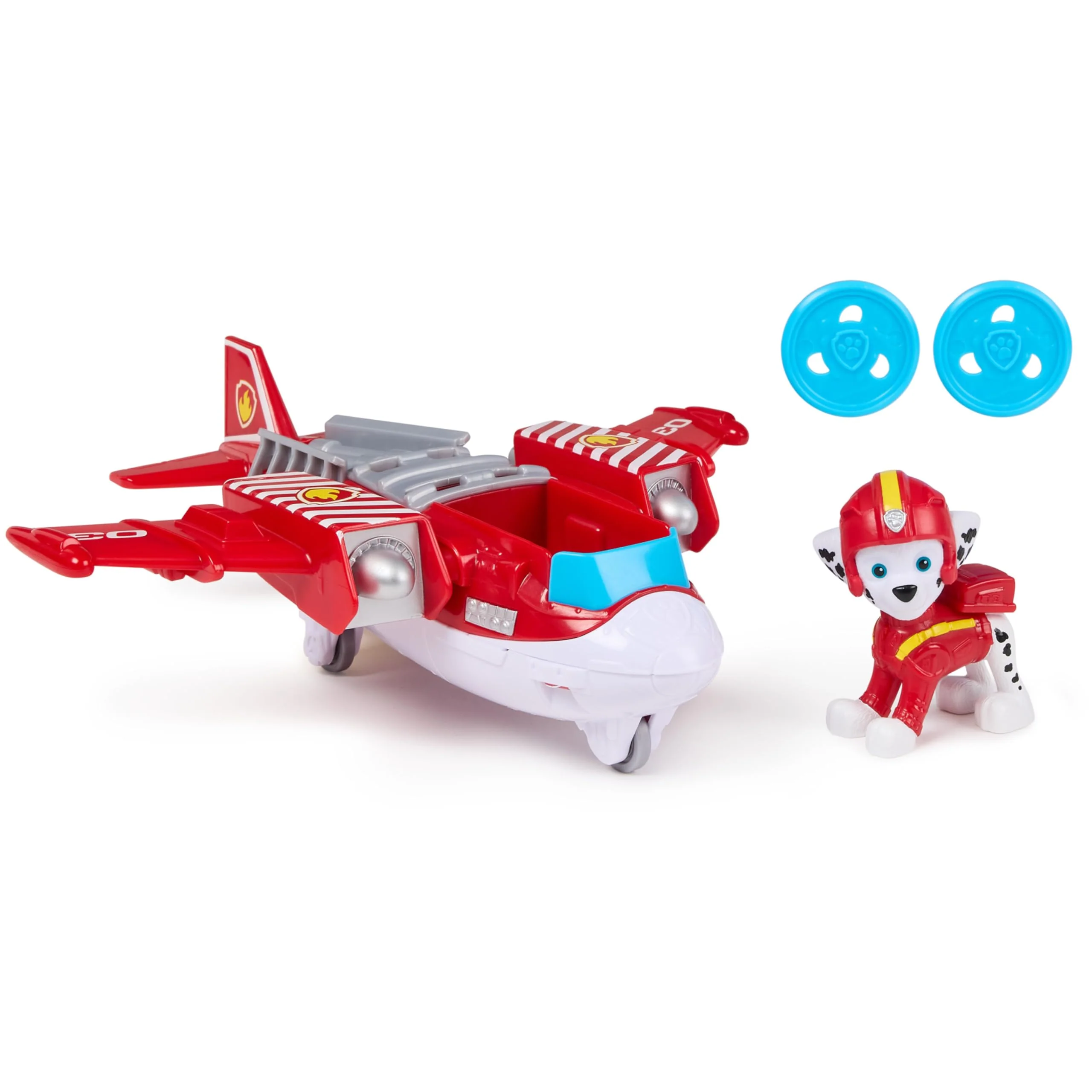 PAW Patrol Air Rescue - Marshalls Feuerwehrflugzeug mit Geschoss-Abwurf und Marshall Spielfigur (Basis Fahrzeug), Spielzeug für Kinder ab 3 Jahren