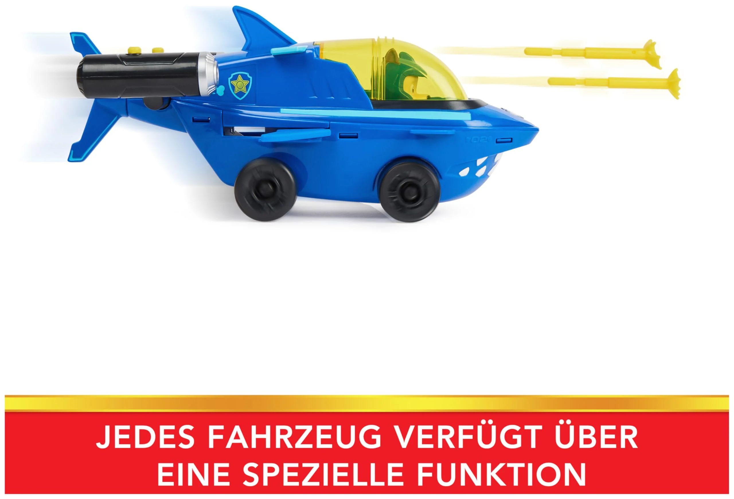 PAW Patrol, Aqua Pups - Basis Fahrzeug Spielzeugauto im Hai-Design mit Chase Welpenfigur, Spielzeug geeignet für Kinder ab 3 Jahren - Image 7