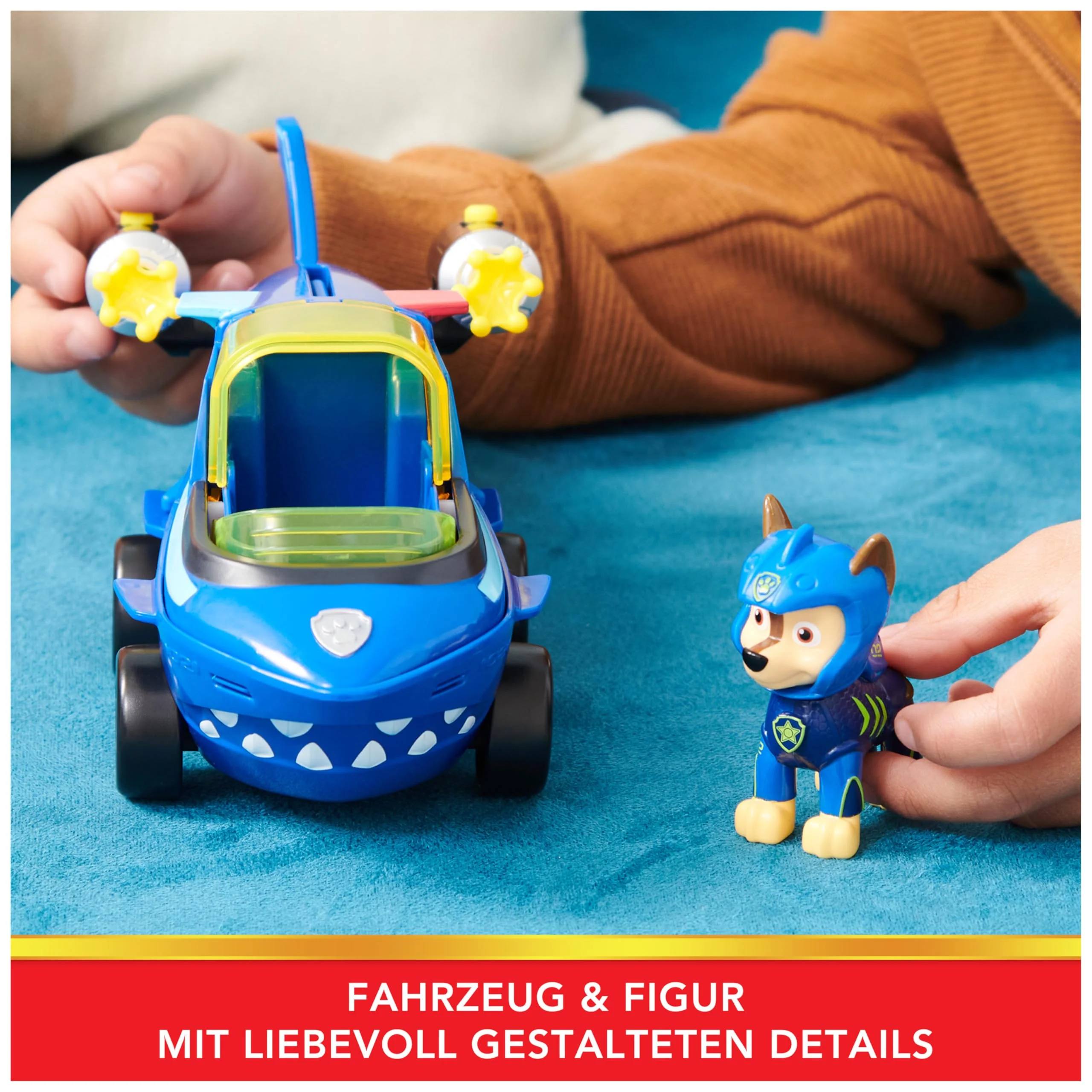 PAW Patrol, Aqua Pups - Basis Fahrzeug Spielzeugauto im Hai-Design mit Chase Welpenfigur, Spielzeug geeignet für Kinder ab 3 Jahren - Image 9