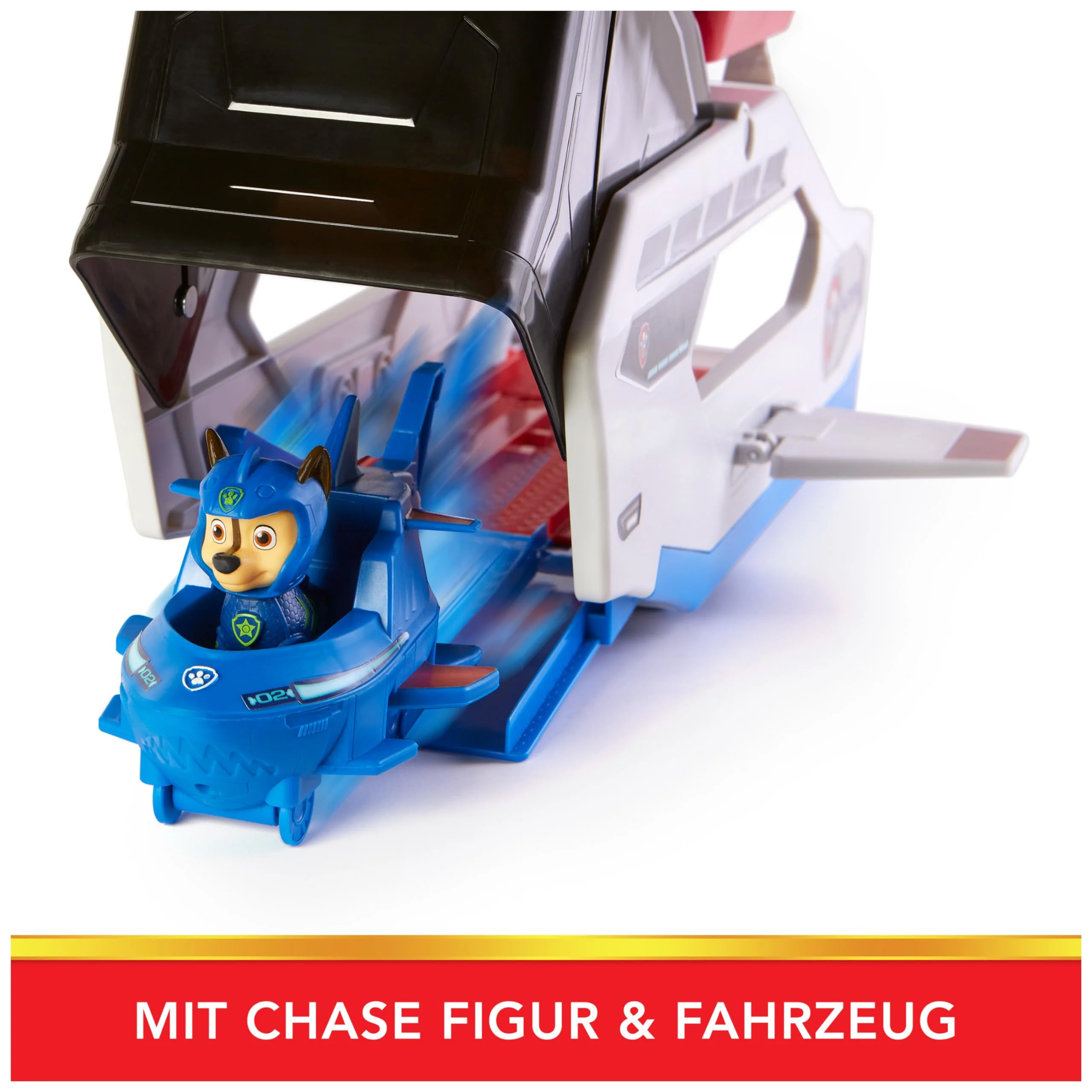 PAW Patrol, Aqua Pups – Whale Patroller, Teamfahrzeug mit Basis Fahrzeug von Chase und Welpenfigur, Abschussvorrichtung für Basis Fahrzeug, Spielzeug geeignet für Kinder ab 3 Jahren - Image 8