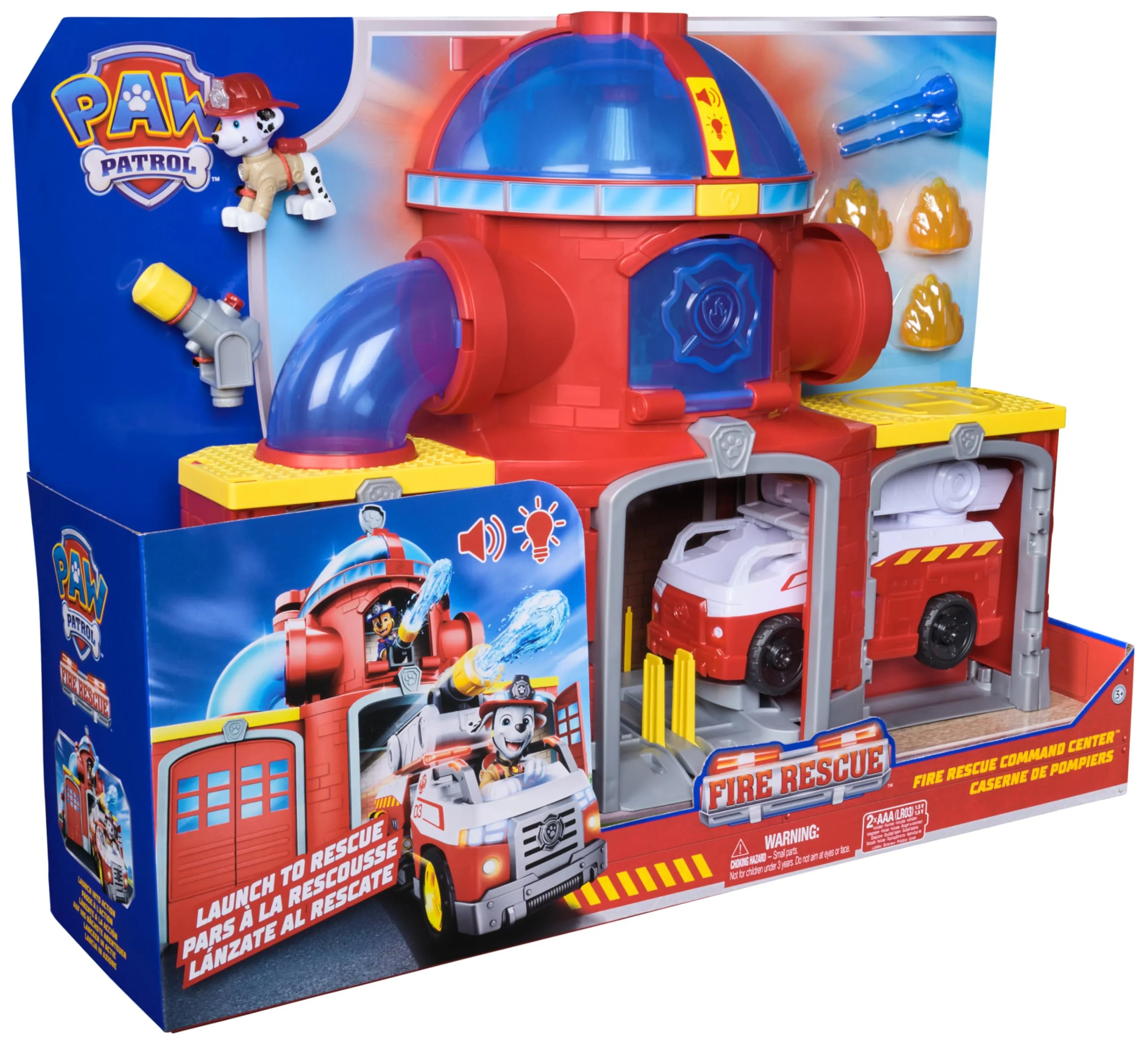 PAW PATROL Fire Rescue - Feuerwehr-Station Spielset mit Geschoss-Abwurf, Licht- und Soundeffekten, Marshall Hundefigur und Feuerwehr-Fahrzeug, Spielzeug für Kinder ab 3 Jahren - Image 2