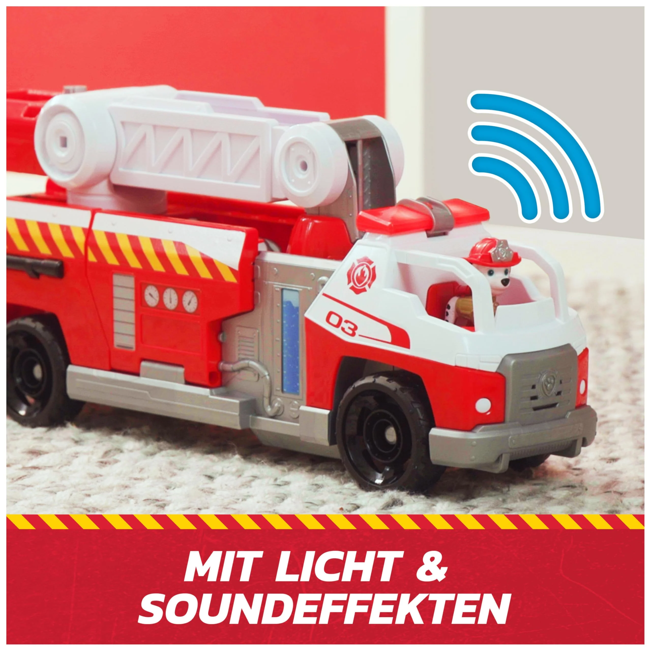 PAW PATROL Fire Rescue - Marshalls Deluxe Feuerwehr-Truck, 50 cm lang, mit Marshall Hundefigur, kleinem Feuerwehrauto, Express-Wassergeschoss-Abwurf und Licht- und Soundeffekten - Image 8