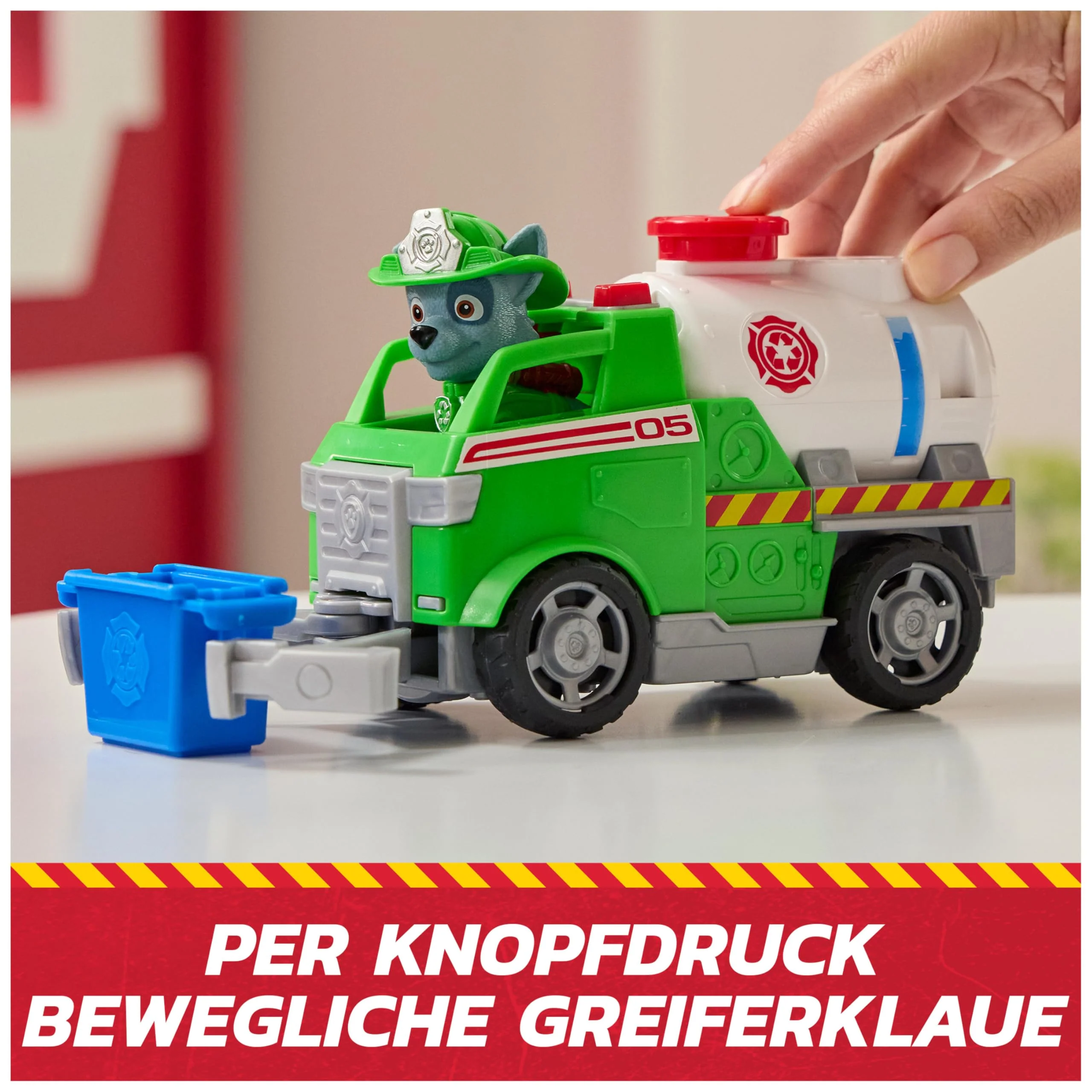PAW PATROL Fire Rescue - Rockys Tanklaster mit Greiferklaue und Behälter sowie Rocky Hundefigur, Spielzeug für Kinder ab 3 Jahren - Image 8