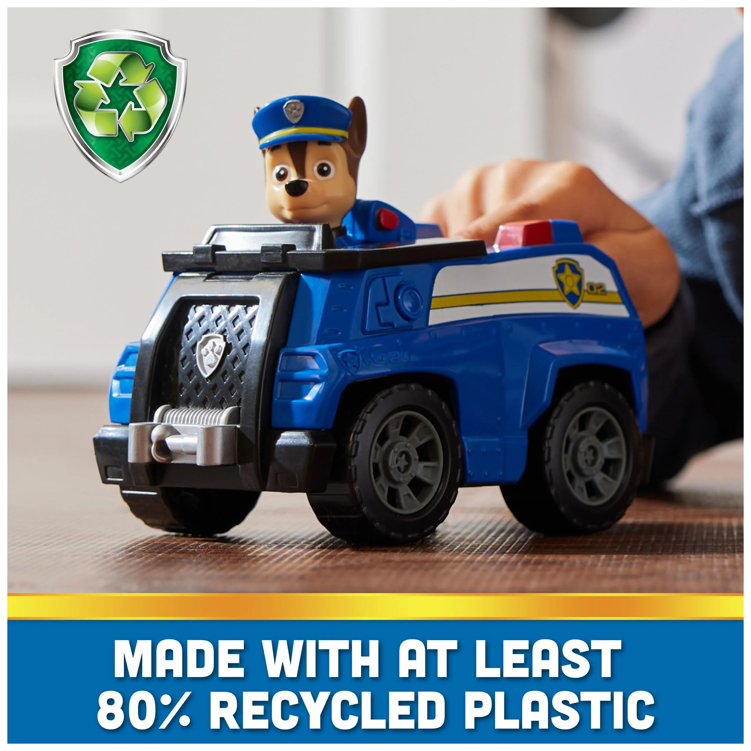 PAW PATROL, Polizei-Fahrzeug mit Chase-Figur (Sustainable Basic Vehicle/Basis Fahrzeug), Spielzeug für Kinder ab 3 Jahren - Image 8