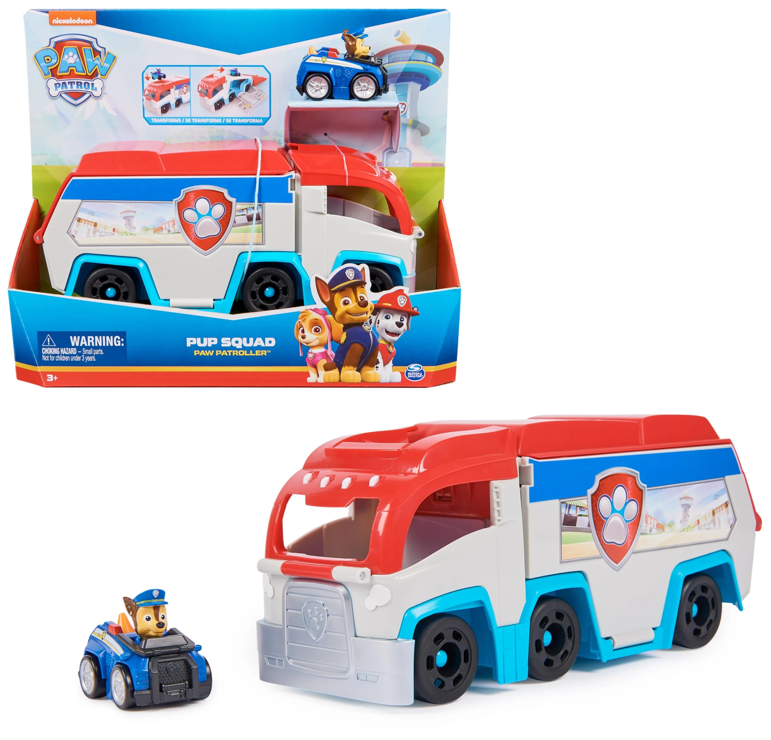 PAW Patrol – Pup Squad Mini-Patroller Teamfahrzeug mit Chase-Spielzeugauto, Spielzeug geeignet für Kinder ab 3 Jahren