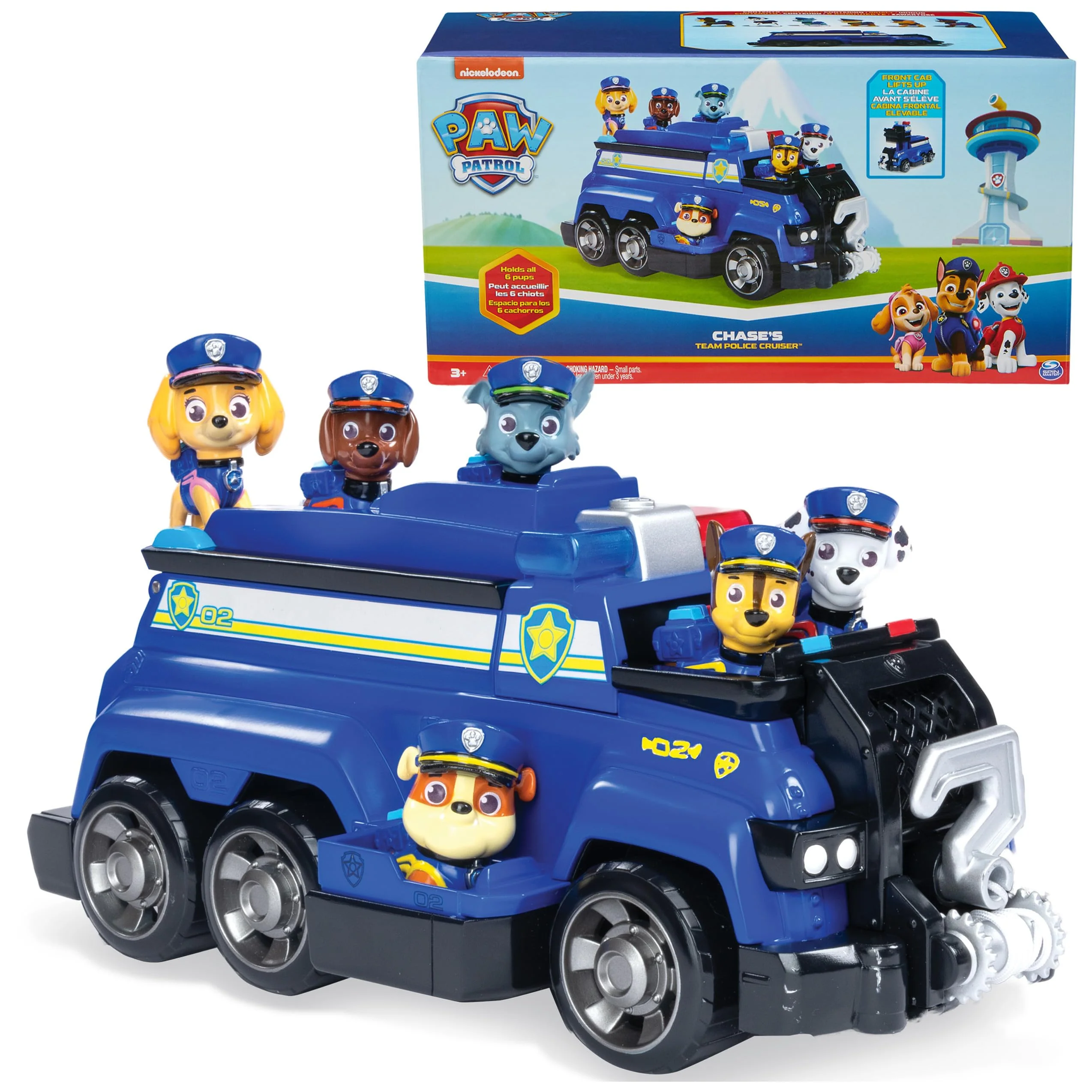 PAW PATROL Team Cruiser, Large Scale Vehicle with Exclusive Chase, Marshall, Skye, Rubble, Rocky & Zuma Action Figures, Toys for Boys & Girls Ages 3+