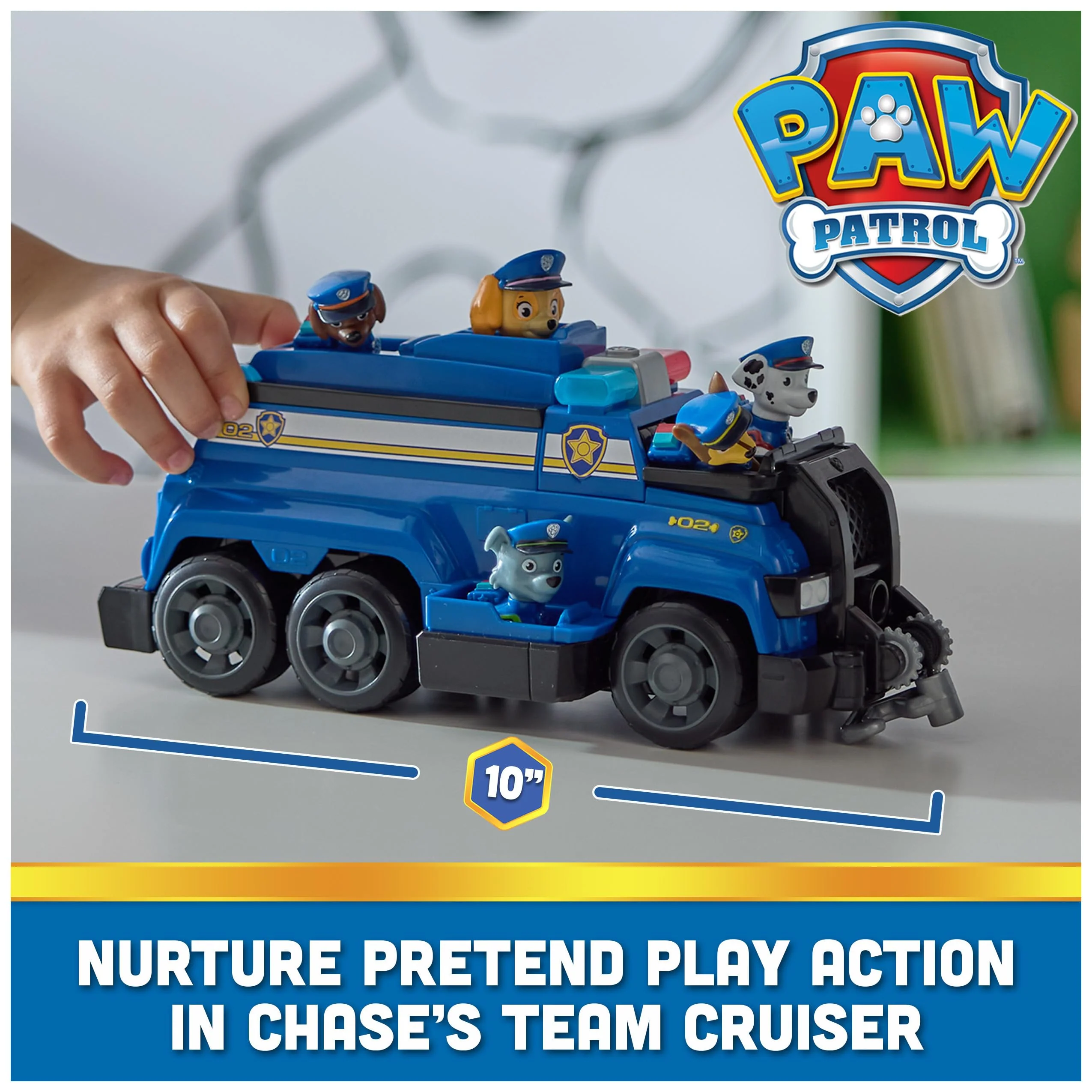 PAW PATROL Team Cruiser, Large Scale Vehicle with Exclusive Chase, Marshall, Skye, Rubble, Rocky & Zuma Action Figures, Toys for Boys & Girls Ages 3+ - Image 9