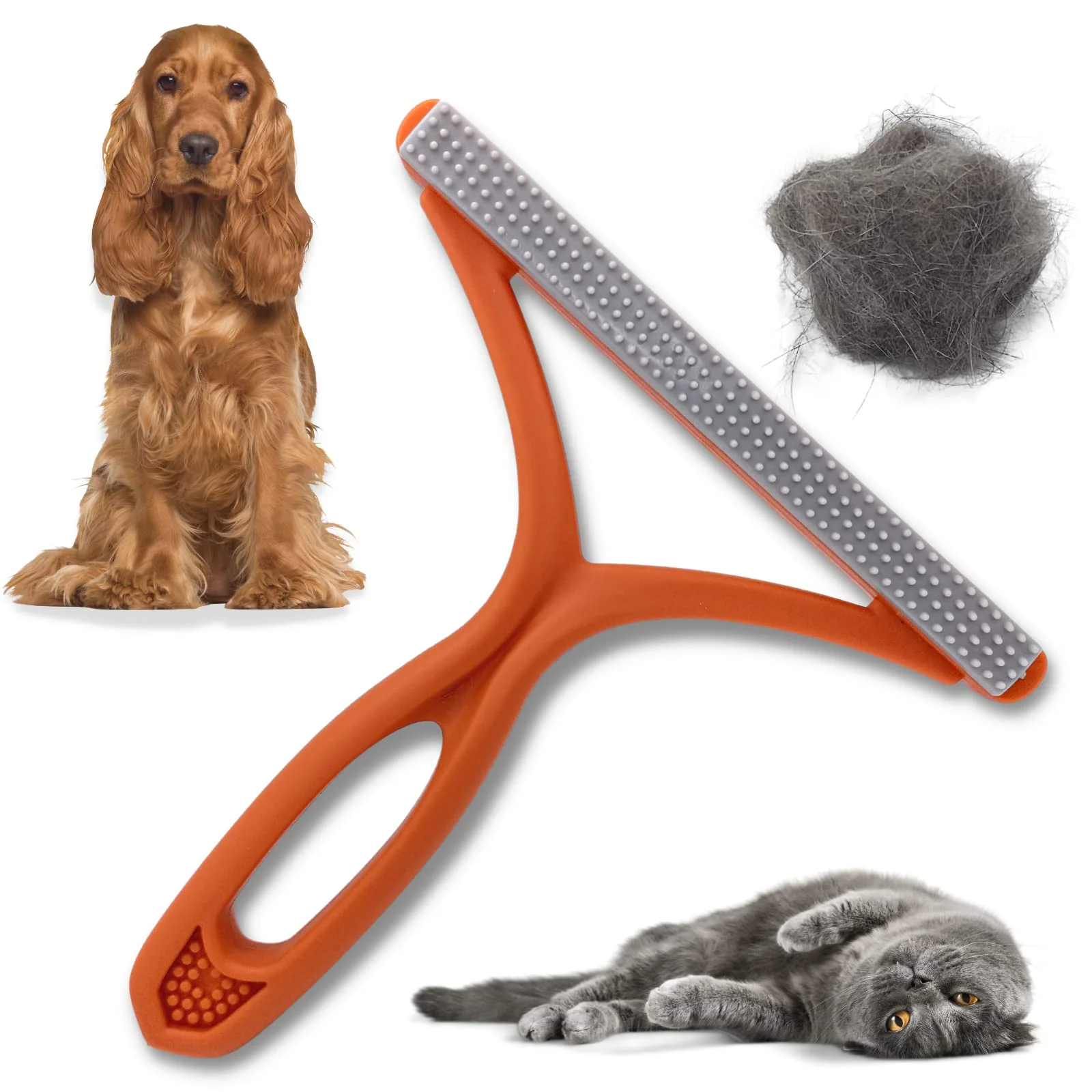PawsOnly Tierhaarentferner | Katzenhaarentferner | Hundehaare Entfernen | Fusselentferner für Sofa Auto Teppich Kratzbaum Kleidung | Tragbarer | Fusselbürste Tierhaare Pet Hair Remover (Orange) - Image 4