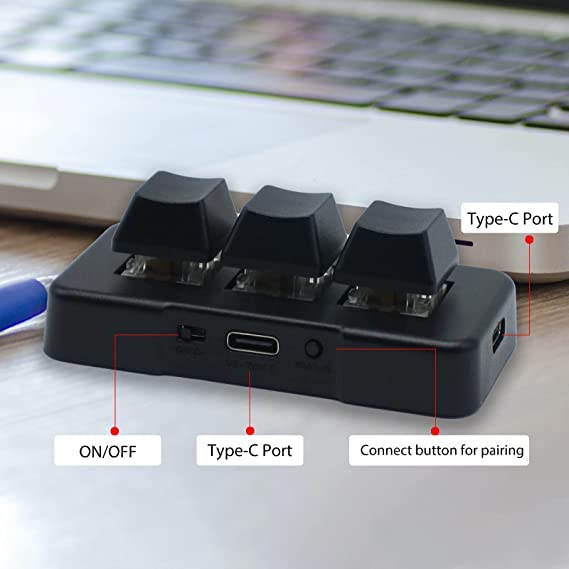 PCsensor USB Mini Keyboard 3 Tasten Mini Tastatur Wireless USB 2 in 1 Mechanische Gaming Tastatur Hot Key Customized Programm mit RGB Led für Gaming OSU Büro Arbeit - Image 2