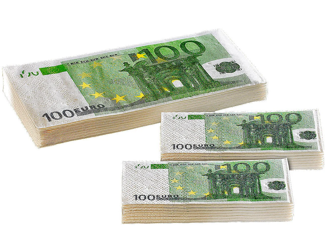 PEARL Scherzartikel: Imponier-Set 20 Taschentücher & 10 Servietten im 100-Euro-Design (Gag-Geschenk, Party-Gag, Fasching)