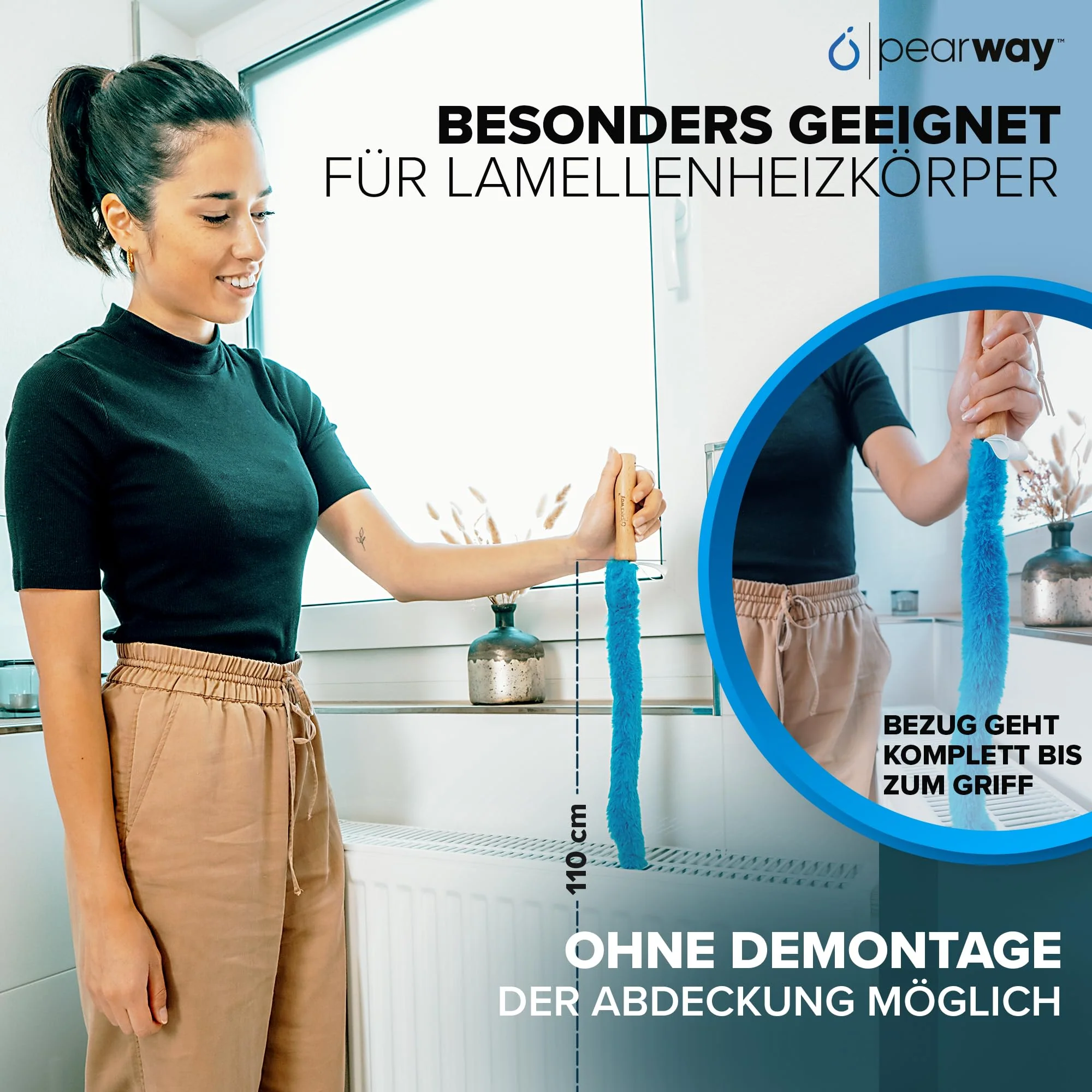 PEARWAY Heizungsbürste inkl. Entlüftungsschlüssel I Die ideale Vorbereitung für die Heizperiode I Heizkörperbürste lang I Heizkörper Reinigungsbürste Heizungsreinigungsbürste I Heizkörper reinigen