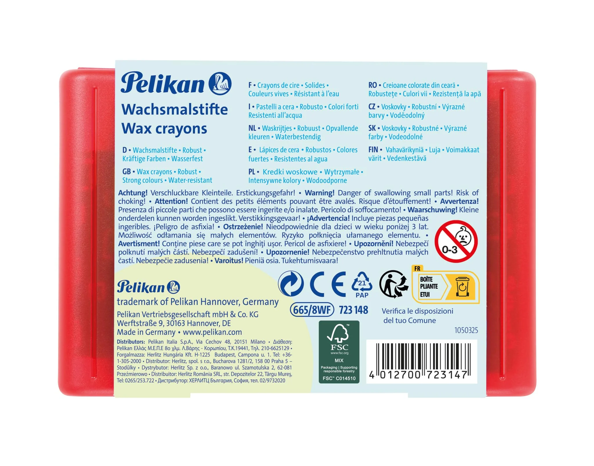Pelikan Wachsmalstifte, rund, wasserfest, 8 Stück in Box plus Schaber, mit natürlichem Bienenwachs - Image 2