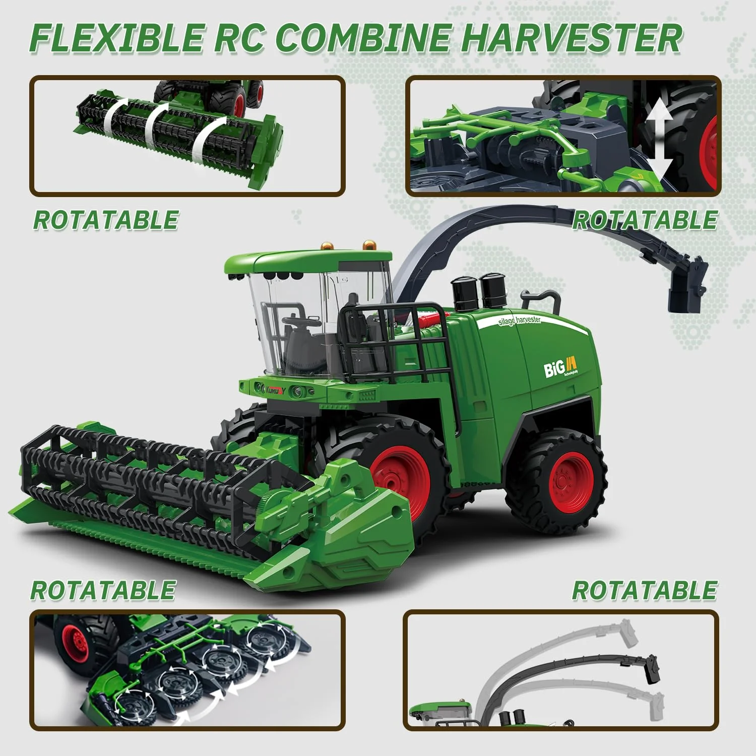 PENGBU RC Ferngesteuerter Mähdrescher Ferngesteuert, 2 in 1 Mähdrescher Spielzeug mit Fernbedienung, Sprühen, Licht und Ton, Ferngesteuerter Traktor Ferngesteuert Geschenk für Kinder Age 3 4 5 6 - Image 2