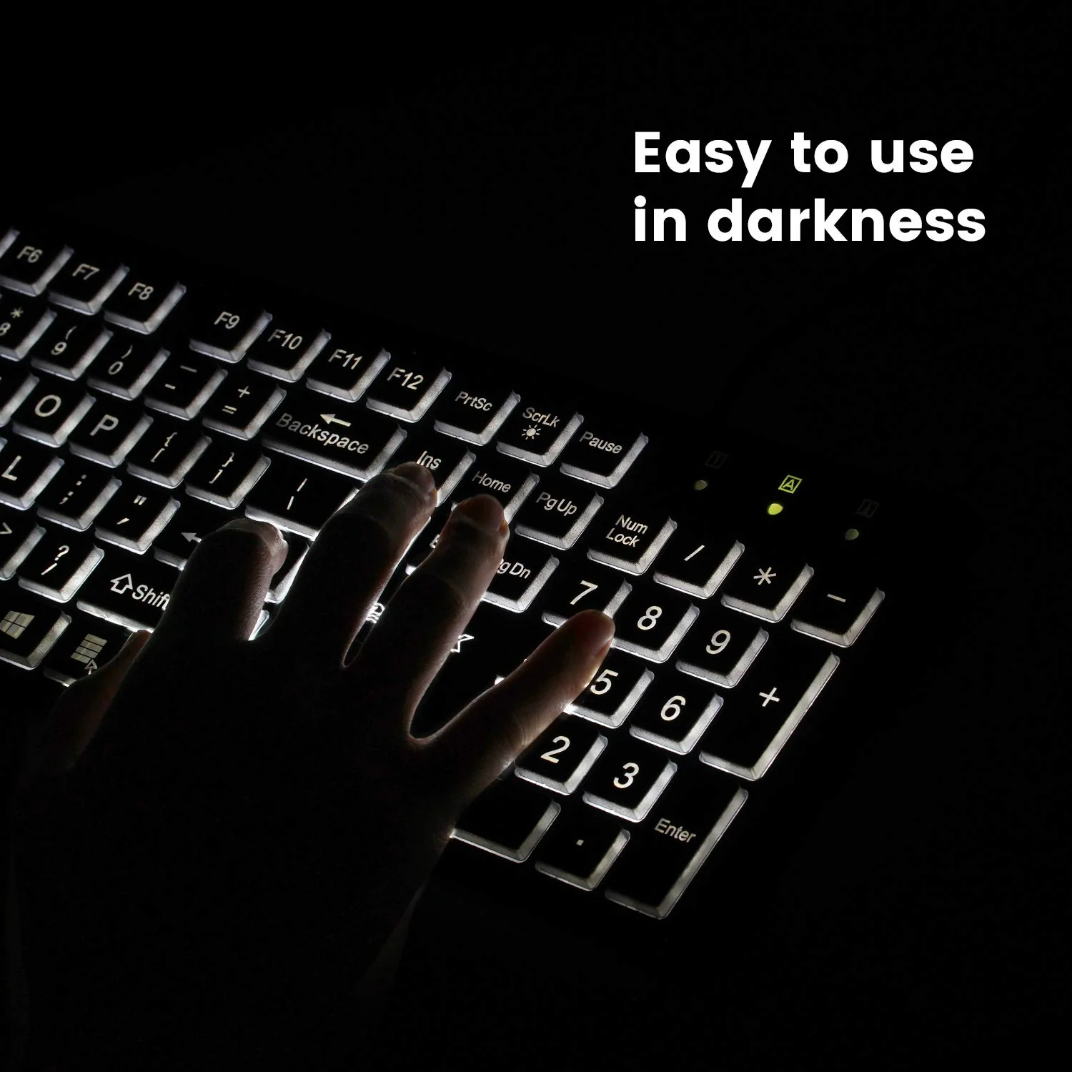 Perixx PERIBOARD-317 USB-Tastatur mit kabelgebunden, beleuchtet, Big Print Letter mit weiß beleuchteter LED, US-Layout, Schwarz - Image 7