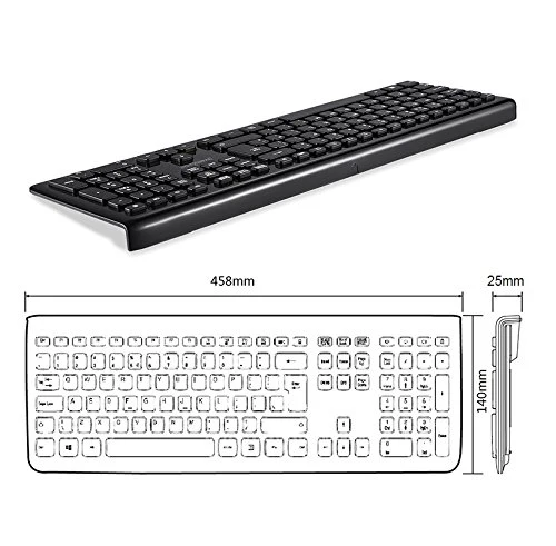 Perixx PERIDUO-703B DE, Kabellose Tastatur und Maus Set, 2.4G Funkt mit bis zu 10m Reichweite, Mini USB Empfänger, Klavierlack Schwarz , QWERTZ DE Layout - Image 3