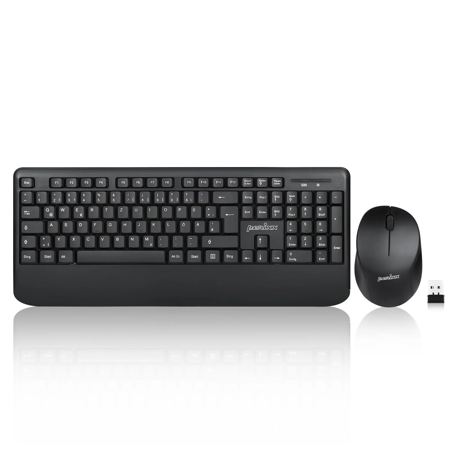 Perixx PERIDUO-714, Kabelloses Standard Vollformat Tastatur mit Nummernblock und Maus Desktop Set, 2,4 GHz Funkverbindung, Schwarz, DE QWERTZ - Image 3