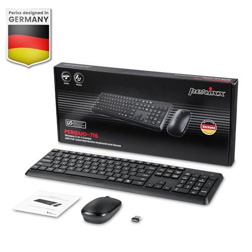 Perixx PERIDUO-716, Kabellose 2,4-GHz Tastatur-Maus-Set, Standardgröße - Schwarz, Deutsches QWERTZ - Image 10