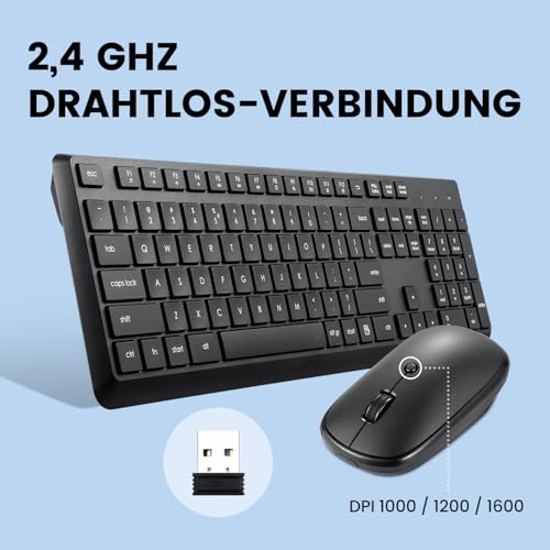 Perixx PERIDUO-716, Kabellose 2,4-GHz Tastatur-Maus-Set, Standardgröße - Schwarz, Deutsches QWERTZ - Image 14