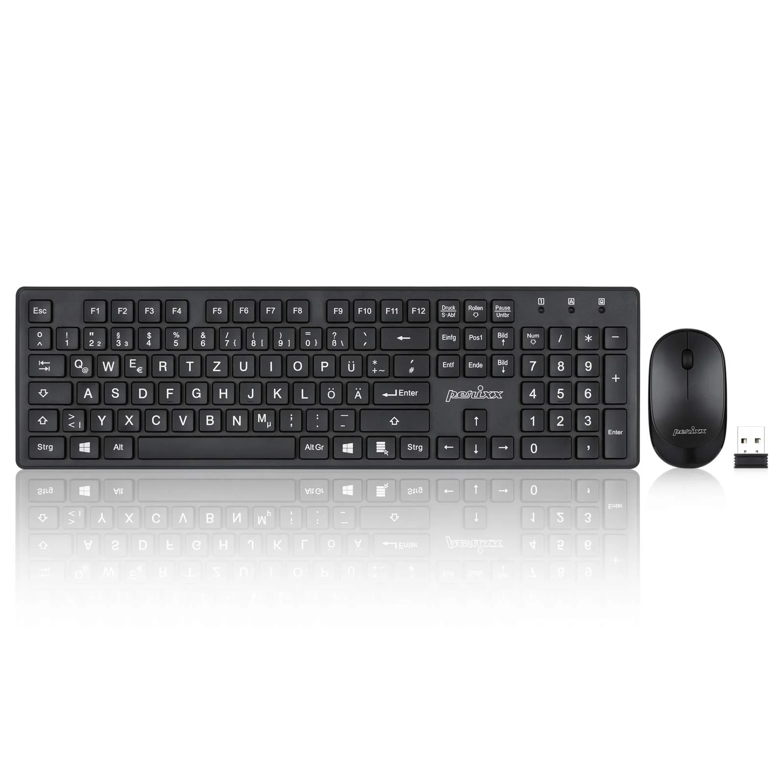 Perixx PERIDUO Kabellose Standard Tastatur und Maus Desktop-Set mit großen Druckbuchstaben, Schwarz, DE QWERTZ Layout 11717 - Image 4