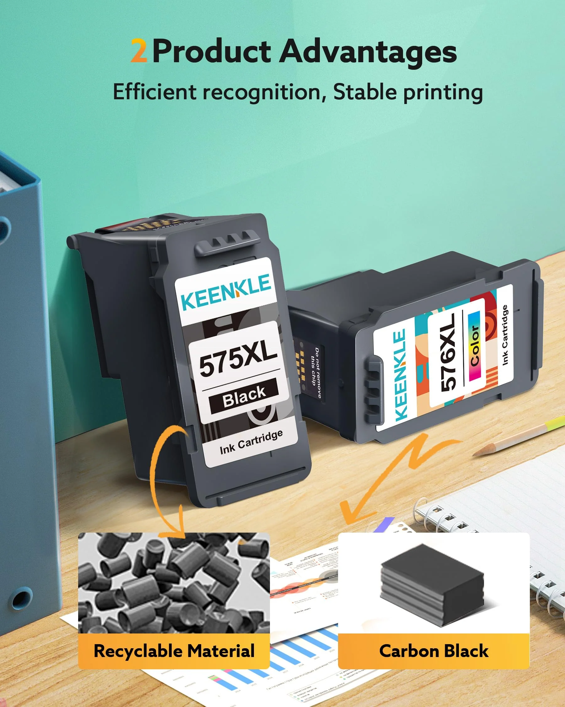 PG-575XL CL-576XL 575 XL 576 XL Multipack Wiederaufbereitet Druckerpatronen Kompatible für Canon 575 576 Patronen für PIXMA TS3550i TS3551i TR4750i TR4751i (2 Pack) - Image 4