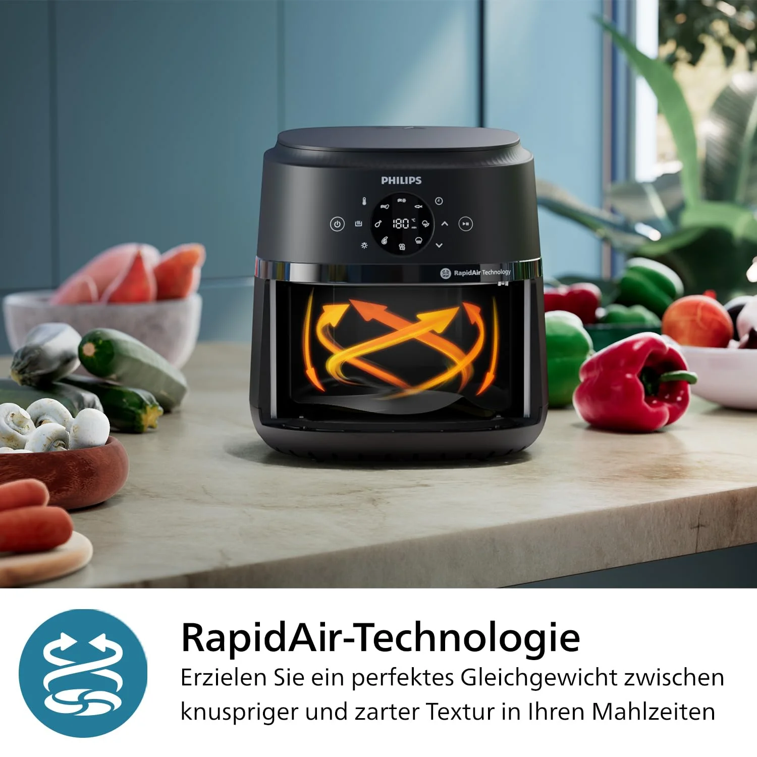 Philips Airfryer 2000 Serie – 13 Zubereitungsmöglichkeiten, 6,2l Fassungsvermögen, kompaktes Design mit Kochfenster, RapidAir-Technologie, 90% weniger Fett, leicht zu reinigen (NA230/00) - Image 2