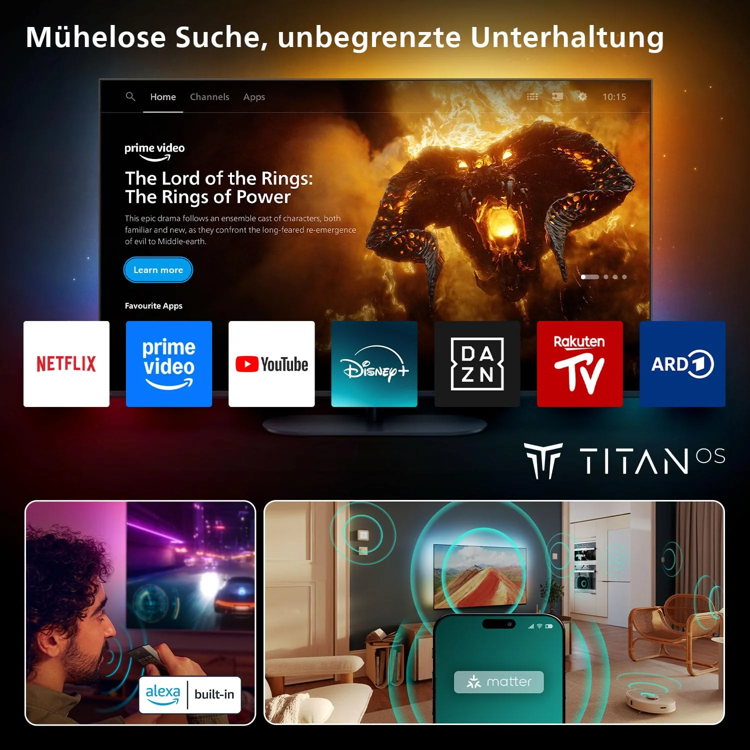 Philips Ambilight 55PUS8600 4K QLED Smart TV - 55 Zoll Display mit P5 Perfect Picture Engine Ultra HD, Titan OS, Dolby Vision und Dolby Atmos Sound - Image 12