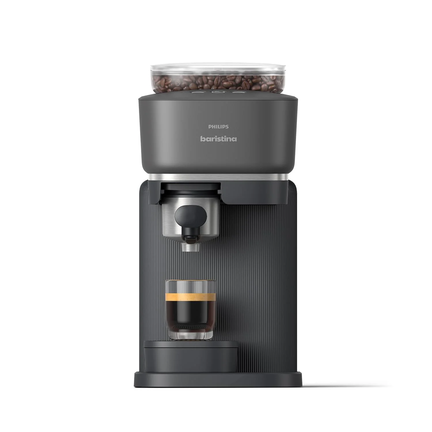 Philips Baristina Espressomaschine - Real Espresso- made simple. Kompakte Kaffeemaschine- Schwarzgrau mit schwarzgrauem Siebträger- 16-bar-Pumpendruck- automatisches Mahlwerk- Cafe Crema (BAR300/60) - Image 7
