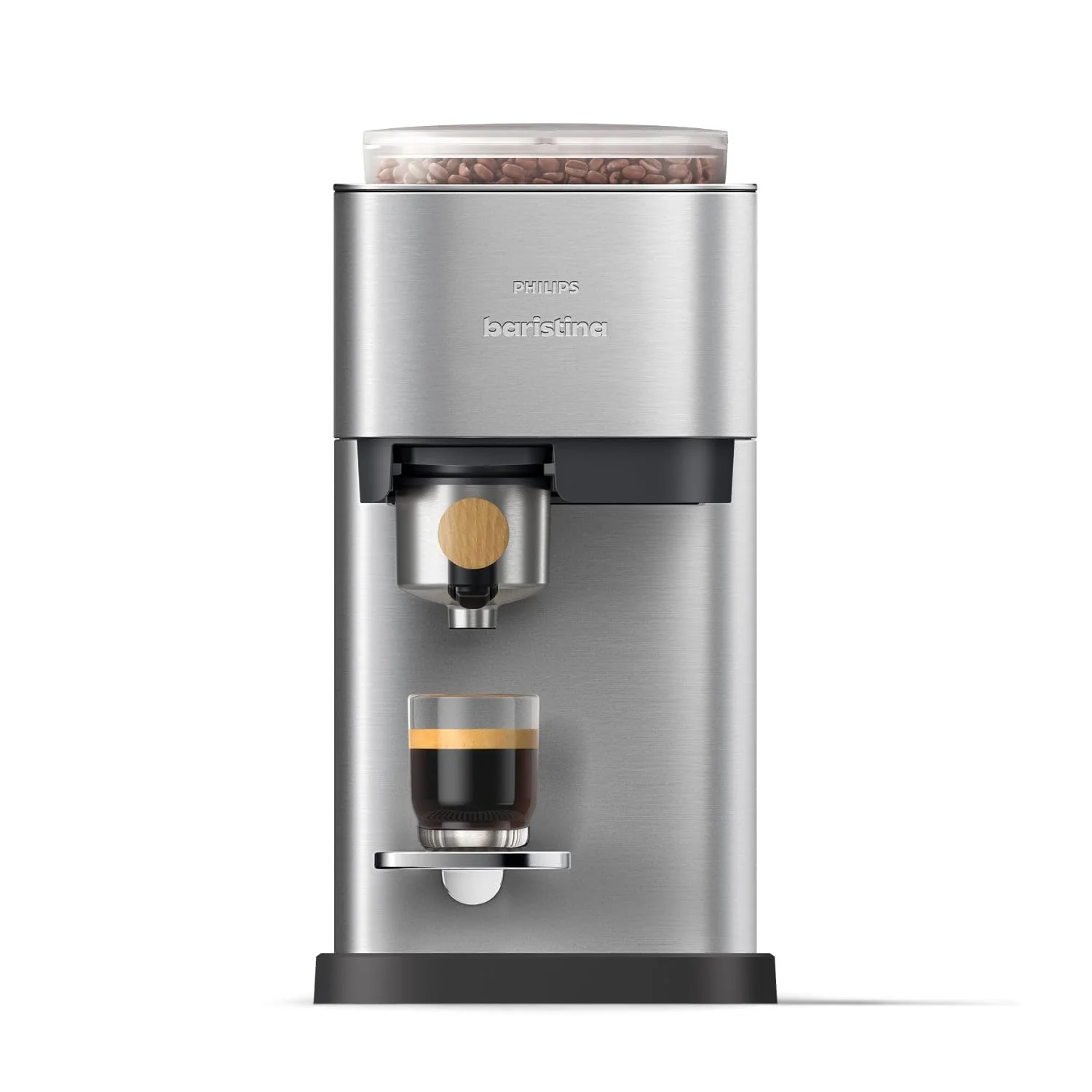 PHILIPS Baristina Plus Espressomaschine, Automatisches Mahlen, Tampen & Brühen, 16 Bar, Einfache Reinigung, Espresso, Iced Coffee, Café Crema, Mit Mahlwerk, Edelstahl mit Holz-Siebträger (BAR500/00) - Image 10
