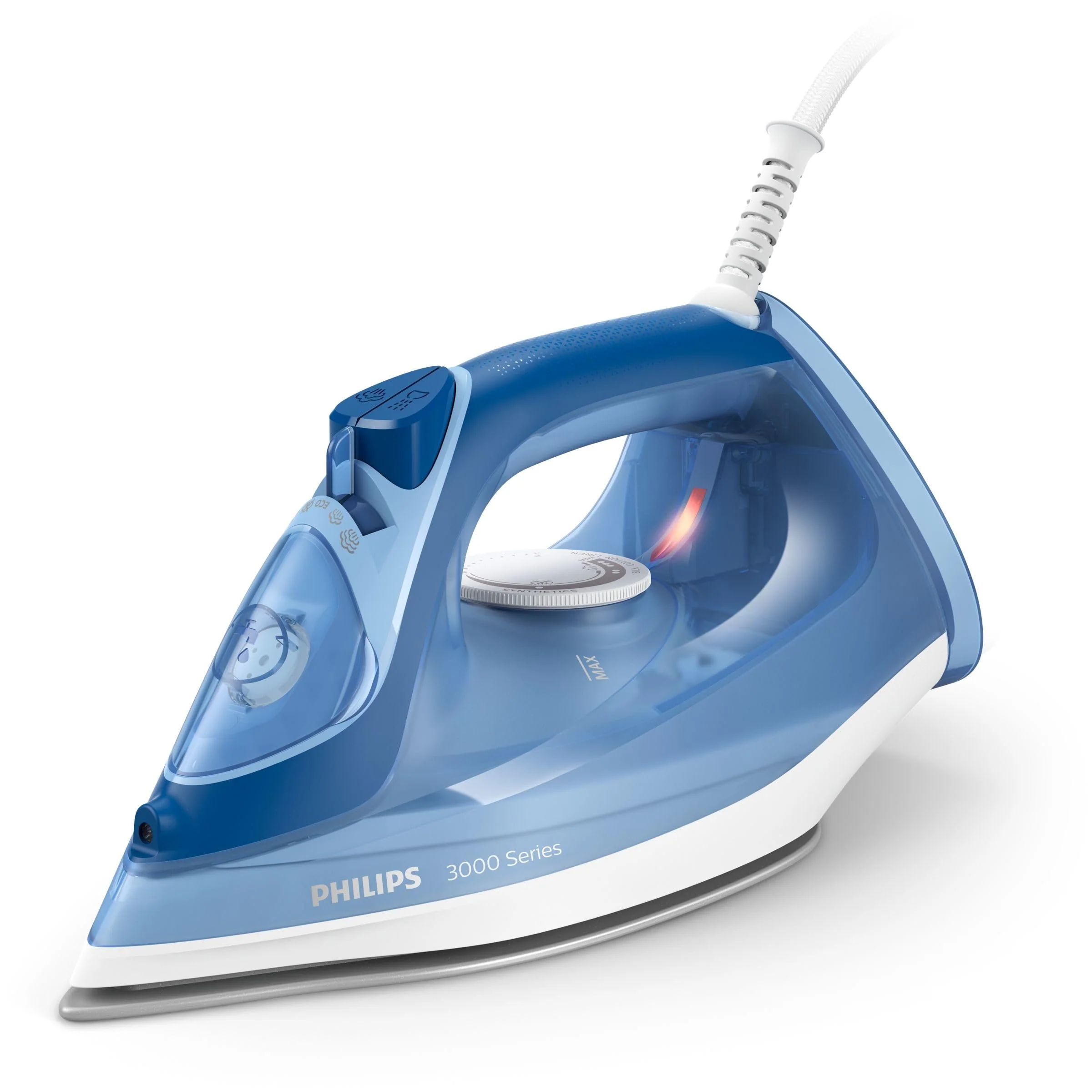 Philips Dampfbügeleisen 3000 Series DST3031/20-2.400W, konstante Dampfleistung von 40 g/Min., 180g Dampfstoß, Keramikbügelsohle, Vertikaldampf, blau
