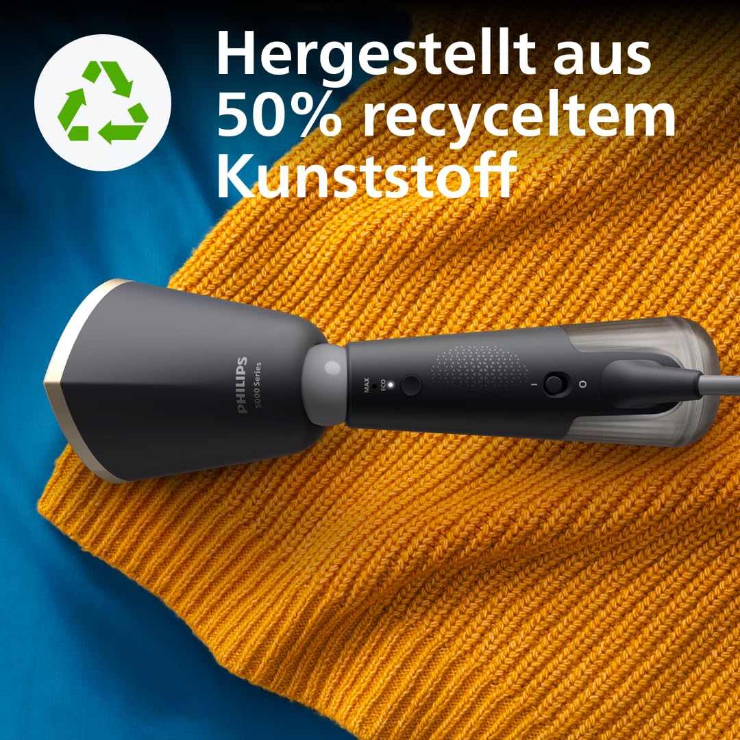 Philips Dampfglätter 5000-Serie – 35 Sekunden Aufheizen, kontinuierlicher Dampf, zwei Wassertanks, Eco-Modus, verstellbarer Kopf, Metallplatte, Handschuh, Beutel & StyleMat, anthrazit (STH5030/80) - Image 4
