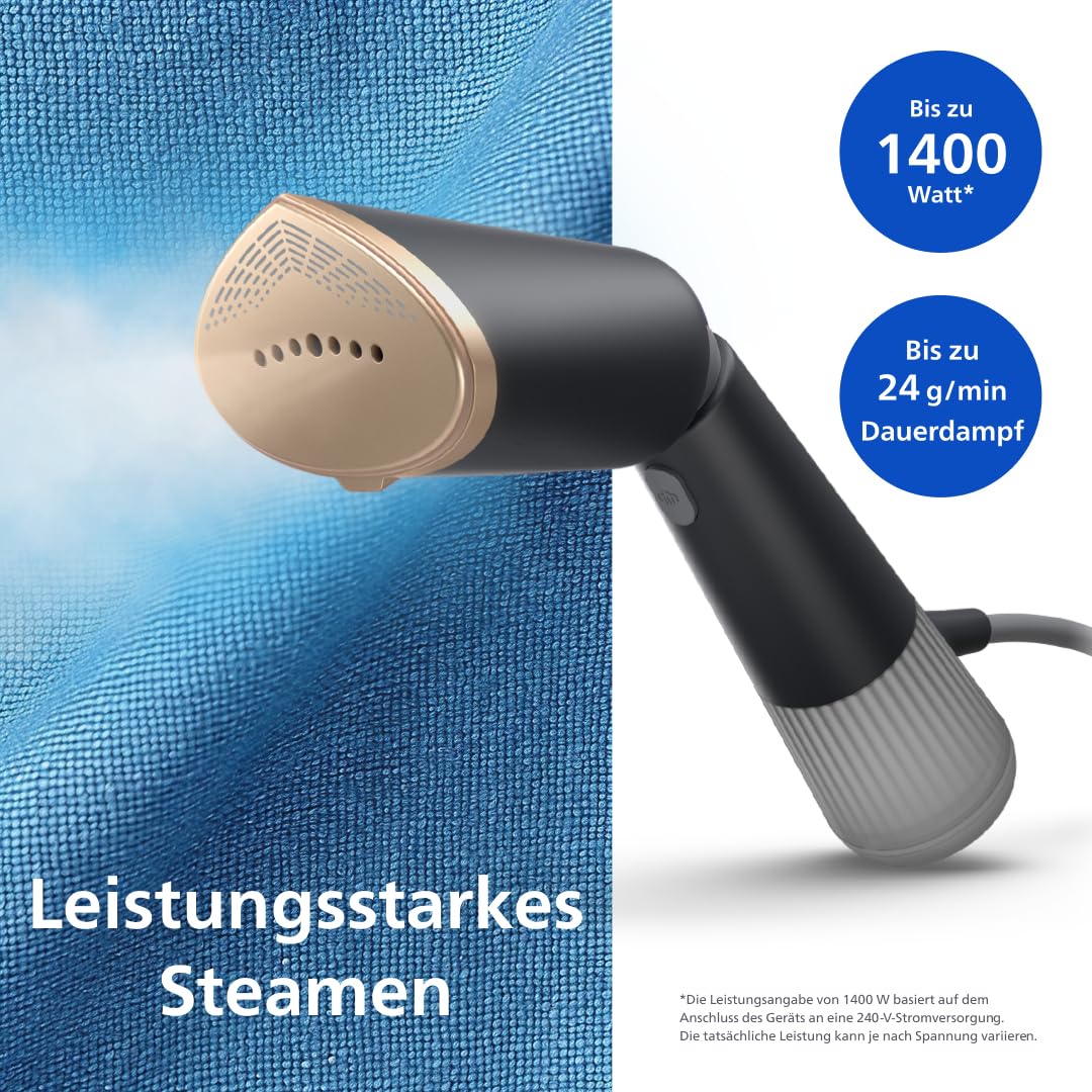 Philips Dampfglätter 5000-Serie – 35 Sekunden Aufheizen, kontinuierlicher Dampf, zwei Wassertanks, Eco-Modus, verstellbarer Kopf, Metallplatte, Handschuh, Beutel & StyleMat, anthrazit (STH5030/80) - Image 5