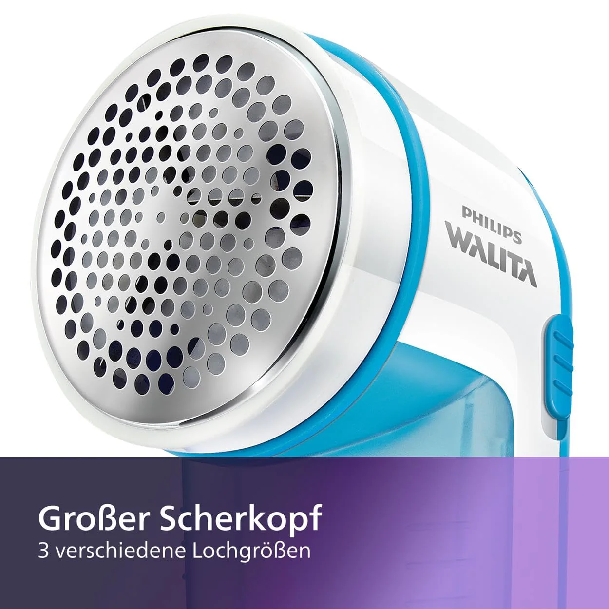 Philips Fusselrasierer – Fusselentferner für Kleidungsstücke, geeignet für alle Textilien, 2 Höheneinstellungen, batteriebetrieben (2X AA-Batterien inkl.), blau (GC026/00) - Image 5