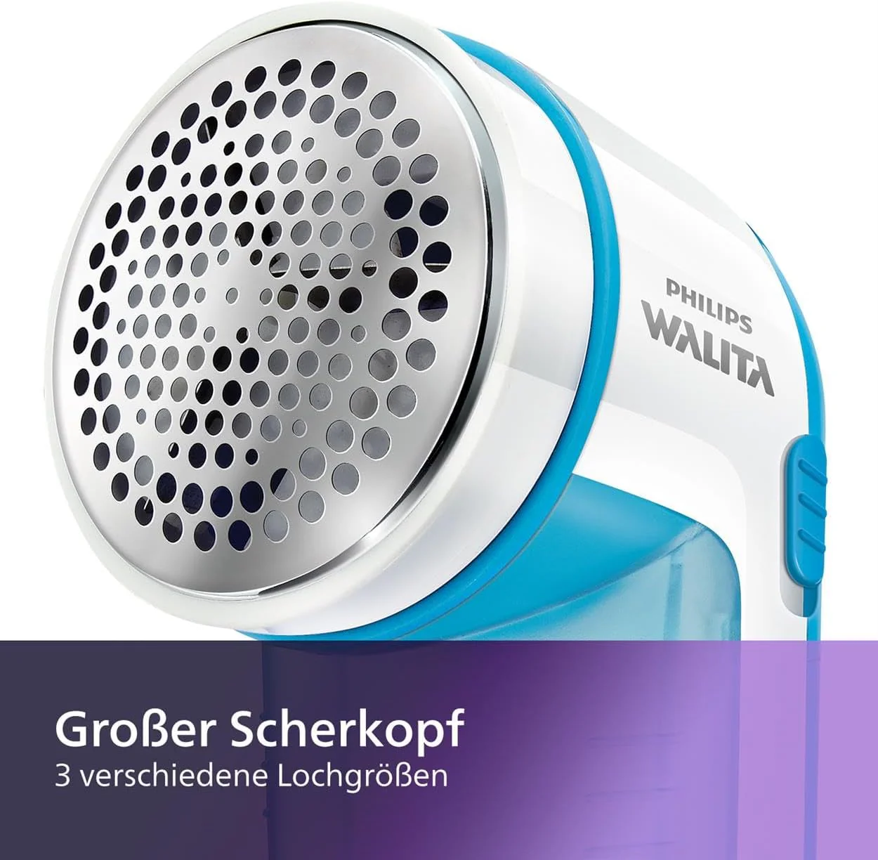 Philips Fusselrasierer – Fusselentferner für Kleidungsstücke, geeignet für alle Textilien, 2 Höheneinstellungen, batteriebetrieben (2X AA-Batterien inkl.), blau (GC026/00) - Image 7