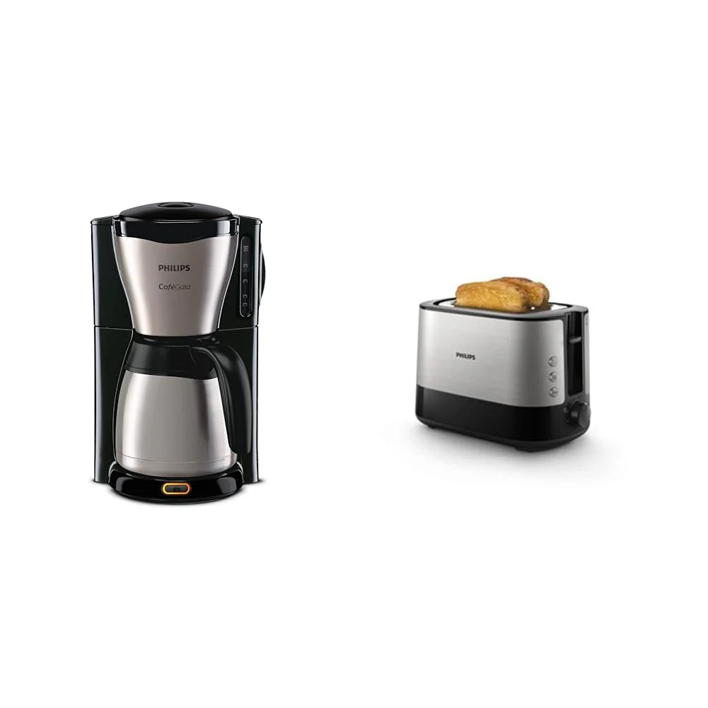 Philips HD7546/20 Gaia Filter-Kaffeemaschine mit Thermo-Kanne, schwarz/metall & HD2637/90 Toaster, Kunststoff, Schwarz/Edelstahl - Image 5