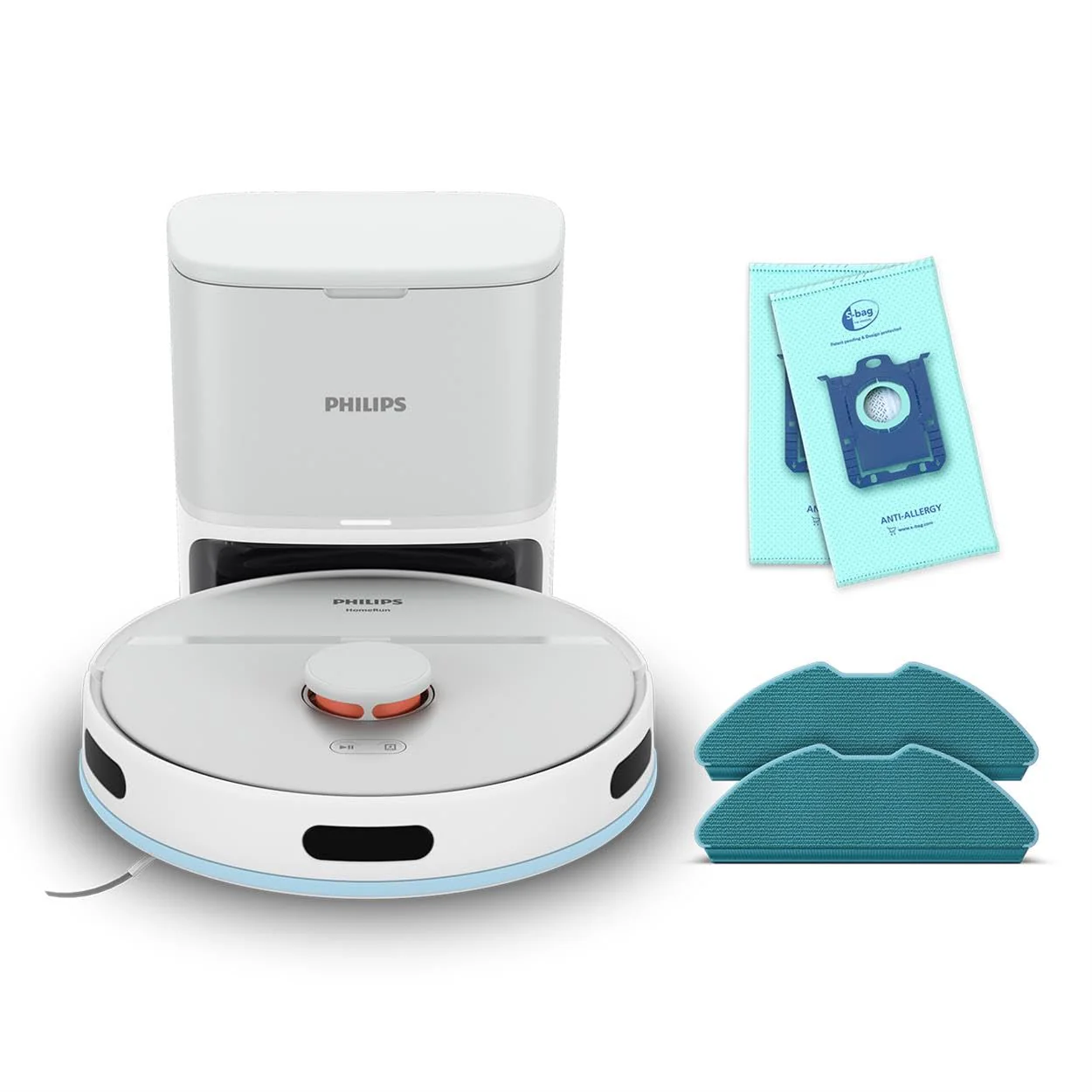 Philips Homerun Serie 2000: 2-in-1 Saug- und Wischroboter, 130 Minuten Laufzeit, Lasernavigation, Teppichboost, Absaugstation, App-gesteuert, Arktikweiß (XU2100/20) - Image 2