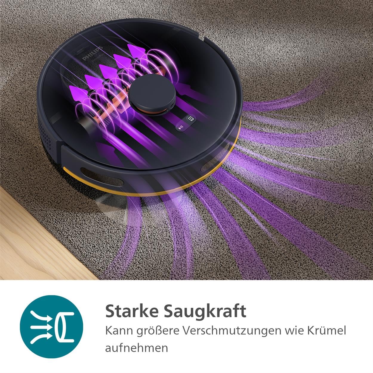Philips Homerun Serie 2000: 2-in-1 Saug- und Wischroboter, 130 Minuten Laufzeit, Lasernavigation, Teppichboost, Absaugstation, App-gesteuert, Arktikweiß (XU2100/20) - Image 3