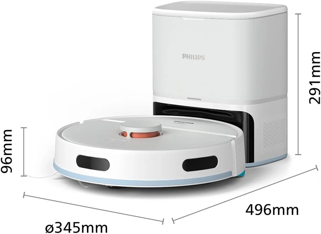 Philips Homerun Serie 2000: 2-in-1 Saug- und Wischroboter, 130 Minuten Laufzeit, Lasernavigation, Teppichboost, Absaugstation, App-gesteuert, Arktikweiß (XU2100/20) - Image 4