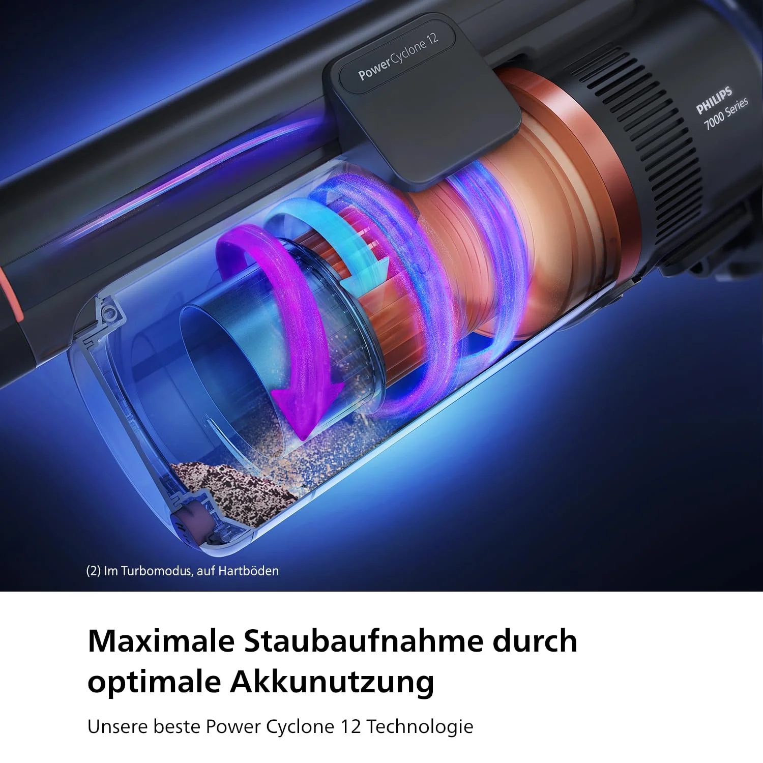 Philips kabelloser Akku-Staubsauger Aqua 7000 Serie, Digitaler Motor, PowerCyclone 12, Mit LED-Leuchten, Aufsteckbares Aqua-Modul, bis zu 80 Minuten Laufzeit, mit 2 Zubehörteilen, Blau (XC7053/01) - Image 5