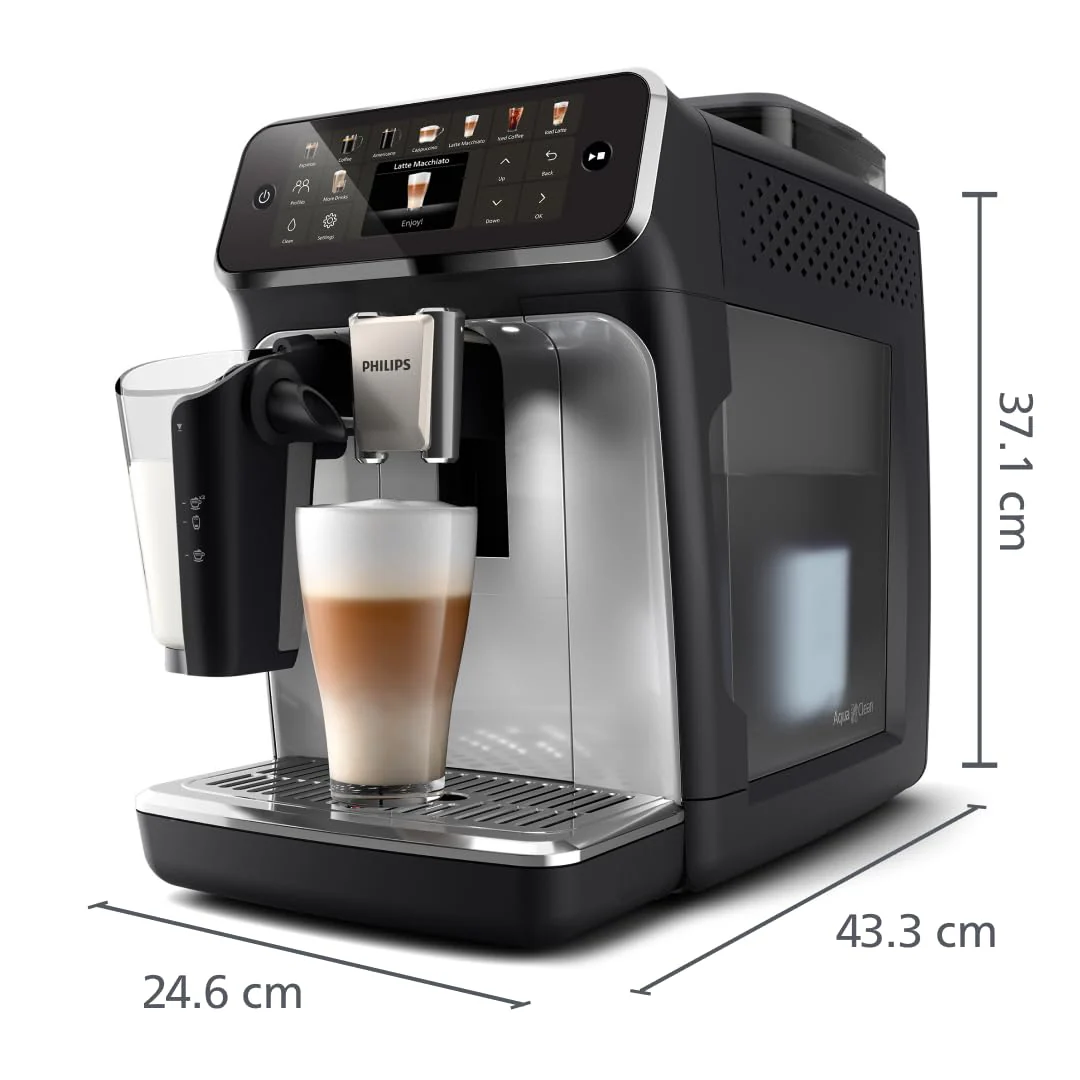 Philips Serie 5500 Kaffeevollautomat – LatteGo Milchsystem, 20 heiße und kalte Kaffeespezialitäten, 40% leiser mit SilentBrew, QuickStart, Schwarz und Silber (EP5546/70) - Image 2