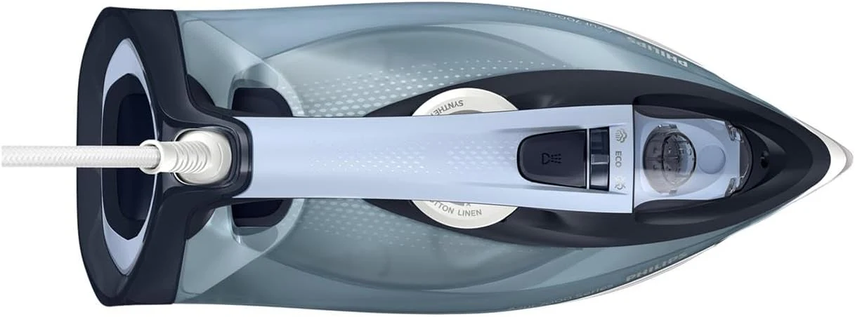 Philips Series 7000 Dampfbügeleisen – 3000 W, konstante Dampfleistung 55 g/min, Dampfstoß 250 g, Vertikaldampf, SteamGlide Elite Bügelsohle, Blau/Gelb (DST7060/20)