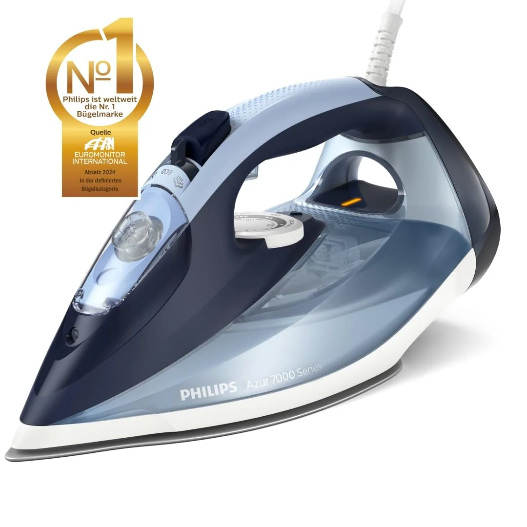 Philips Series 7000 Dampfbügeleisen – 3000 W, konstante Dampfleistung 55 g/min, Dampfstoß 250 g, Vertikaldampf, SteamGlide Elite Bügelsohle, Blau/Gelb (DST7060/20) - Image 7