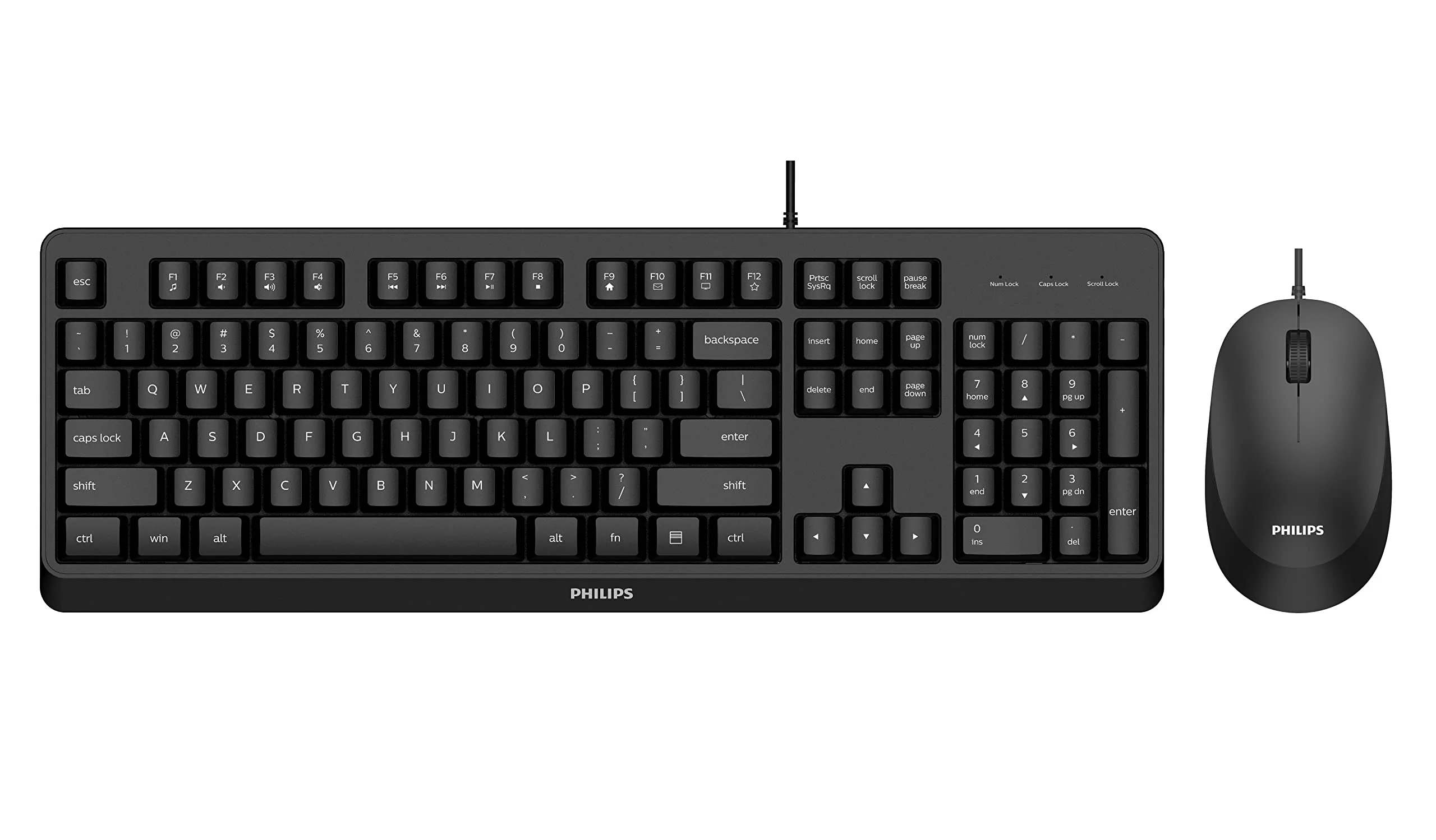 Philips SPT6307BL Kabelloses Tastatur- und Maus-Set – ergonomisches Design und Sensor mit 1600 DPI, leiser klick, für Links- und Rechtshänder, kompatibel mit PC, Mac, Schwarz, IT-Layout - Image 3