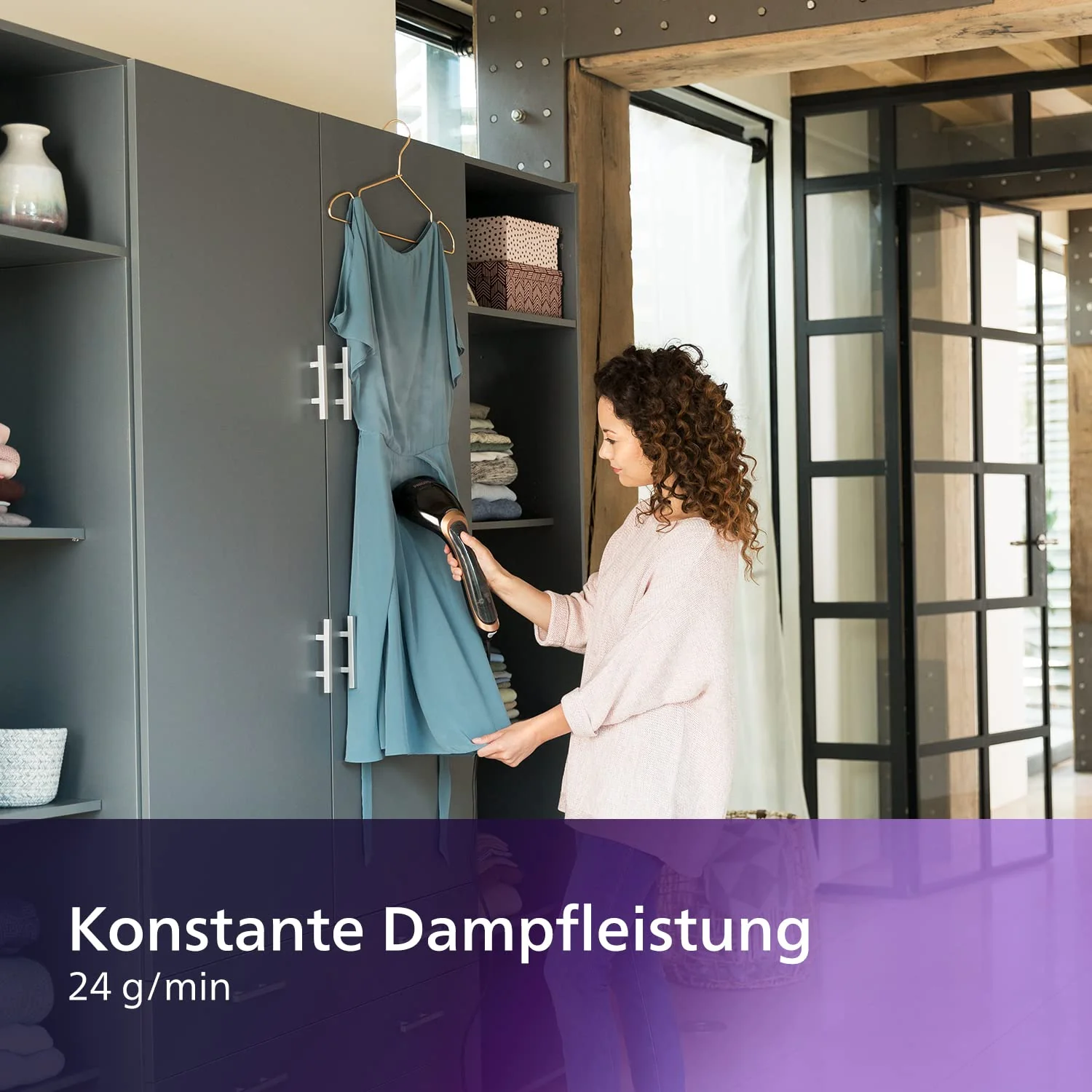Philips Steam&Go Tragbarer Dampfglätter – 1300 W, konstante Dampfleistung 24 g/min, kompaktes und ergonomisches Design, SmartFlow-Heizplatte, schwarz (GC365/80) - Image 2