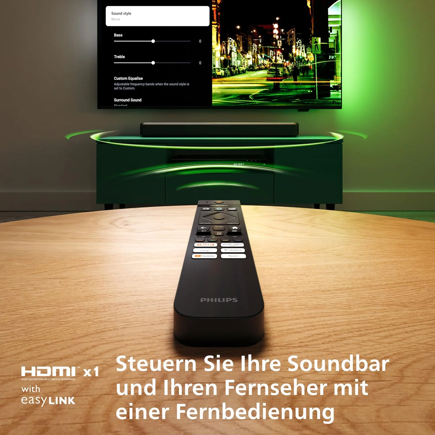 Philips TAB5109 Soundbar 2.0-2 Kanal 120W, DTS Virtual X, Bluetooth 5.4, HDMI ARC, optische Verbindung und USB-Konnektivität - Dunkelgrau - Image 4