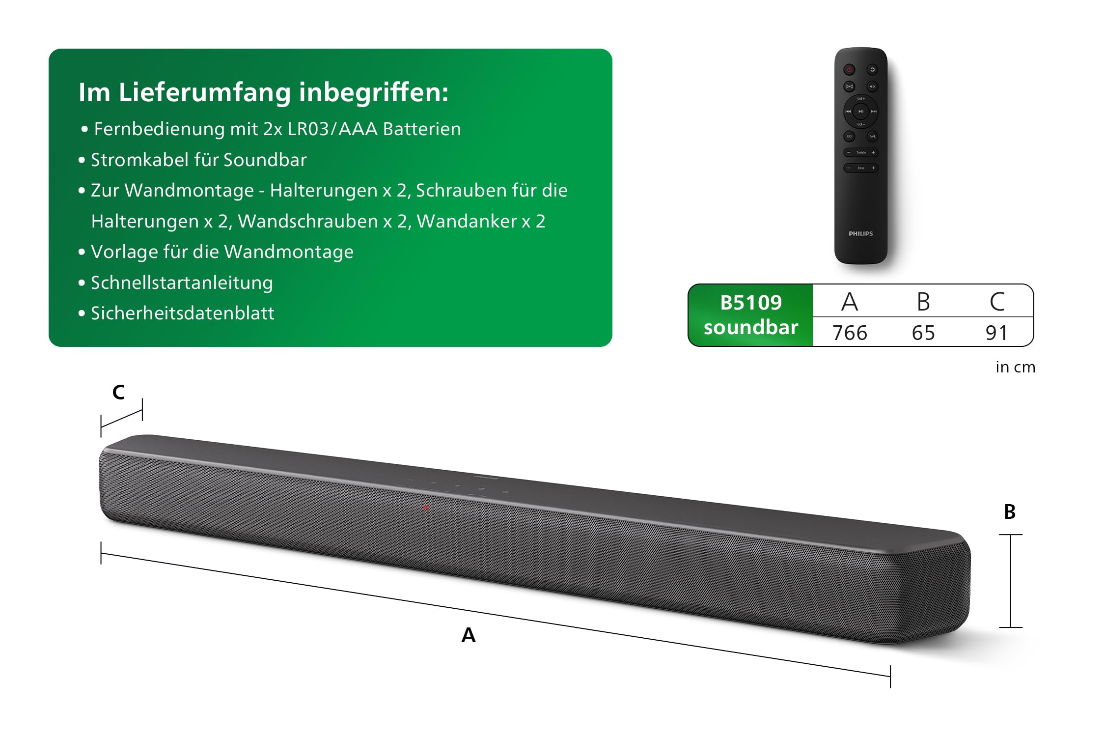 Philips TAB5109 Soundbar 2.0-2 Kanal 120W, DTS Virtual X, Bluetooth 5.4, HDMI ARC, optische Verbindung und USB-Konnektivität - Dunkelgrau - Image 6