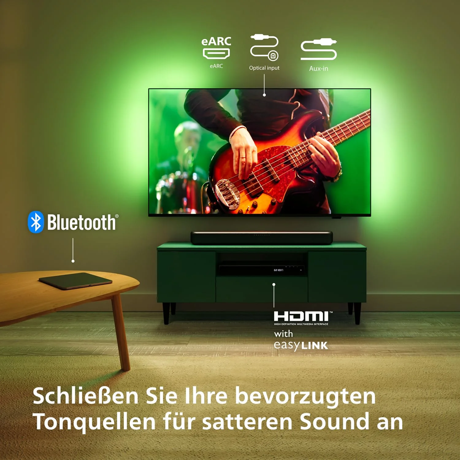 Philips TAB5109 Soundbar 2.0-2 Kanal 120W, DTS Virtual X, Bluetooth 5.4, HDMI ARC, optische Verbindung und USB-Konnektivität - Dunkelgrau - Image 9